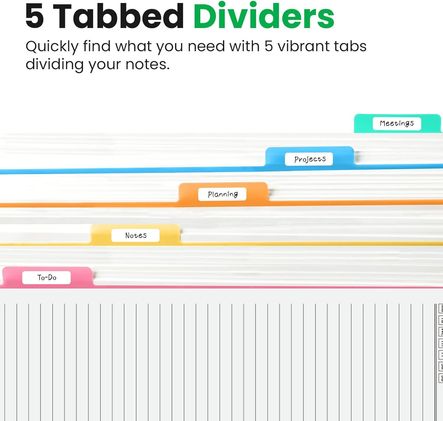 image:imageHardcover Spiral Journal Notebooks for Work With Removable Dividers amp Tabs 85x11 5 Subject Notebook for Note Taking amp Organizer A4 College Ruled Lined Journal for Women amp Writing Green 280 PagesYRacing Green