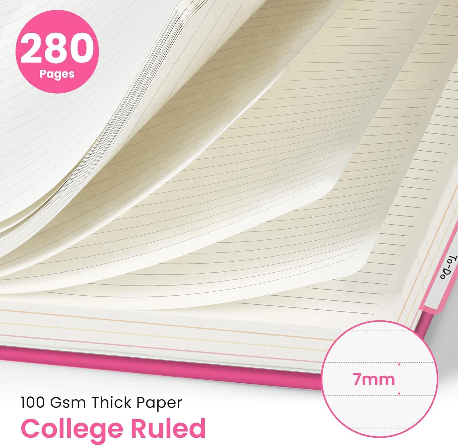 image:imageHardcover Spiral Journal Notebooks for Work With Removable Dividers amp Tabs 85x11 5 Subject Notebook for Note Taking amp Organizer A4 College Ruled Lined Journal for Women amp Writing Green 280 PagesNBerry Pink