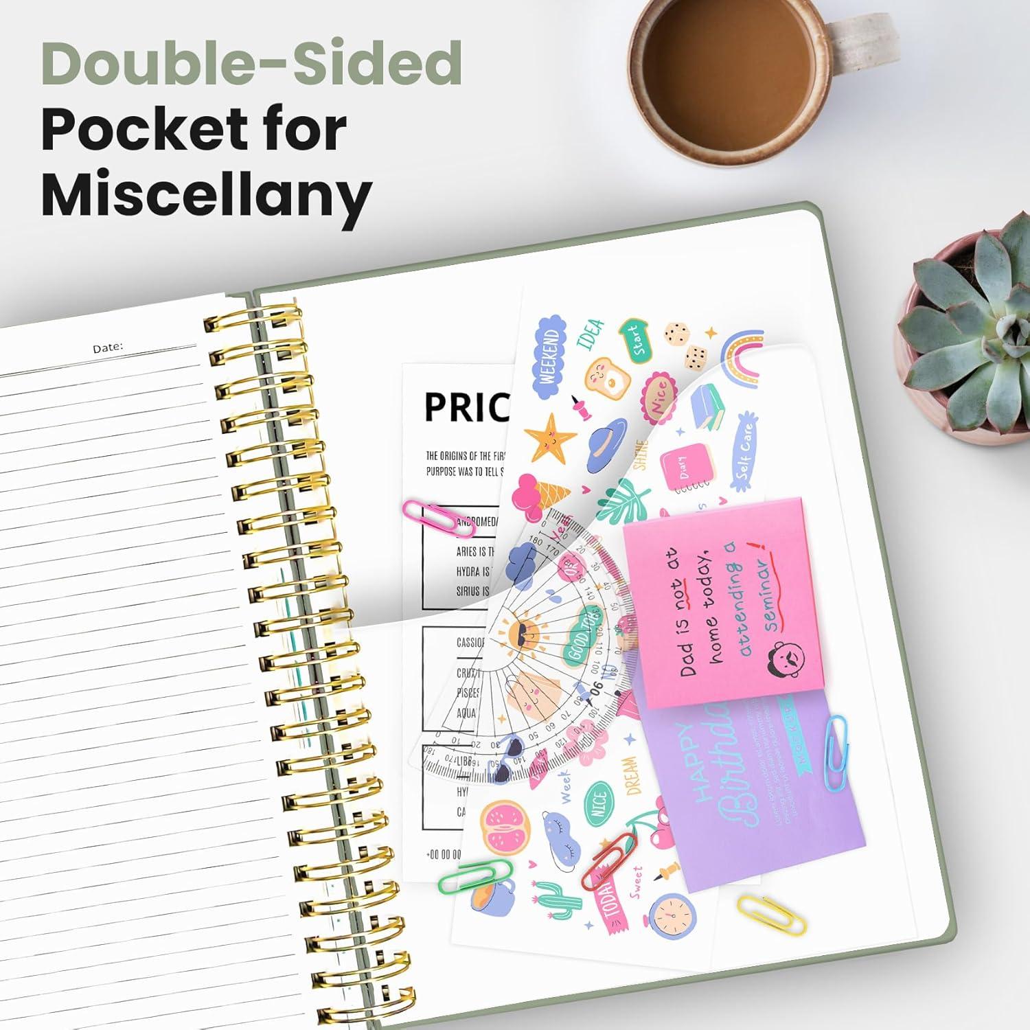 image:imageHardcover Spiral Journal Notebooks for Work With Removable Dividers amp Tabs 85x11 5 Subject Notebook for Note Taking amp Organizer A4 College Ruled Lined Journal for Women amp Writing Green 280 PagesLGreen