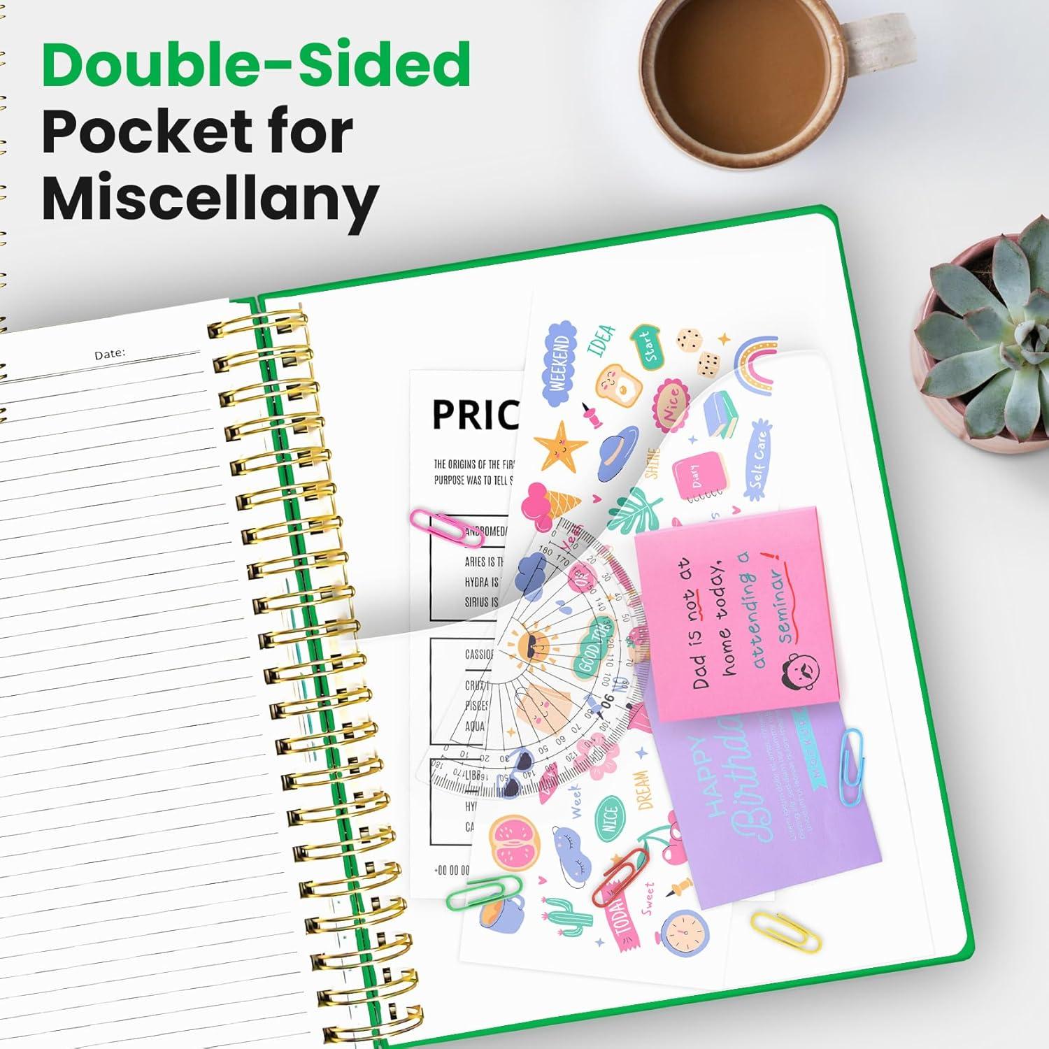 image:imageHardcover Spiral Journal Notebooks for Work With Removable Dividers amp Tabs 85x11 5 Subject Notebook for Note Taking amp Organizer A4 College Ruled Lined Journal for Women amp Writing Green 280 PagesYRacing Green