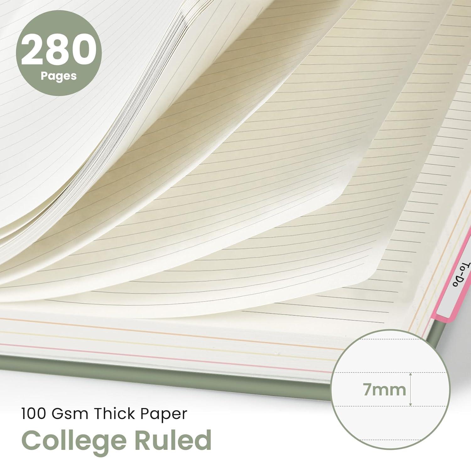 image:imageHardcover Spiral Journal Notebooks for Work With Removable Dividers amp Tabs 85x11 5 Subject Notebook for Note Taking amp Organizer A4 College Ruled Lined Journal for Women amp Writing Green 280 PagesLGreen