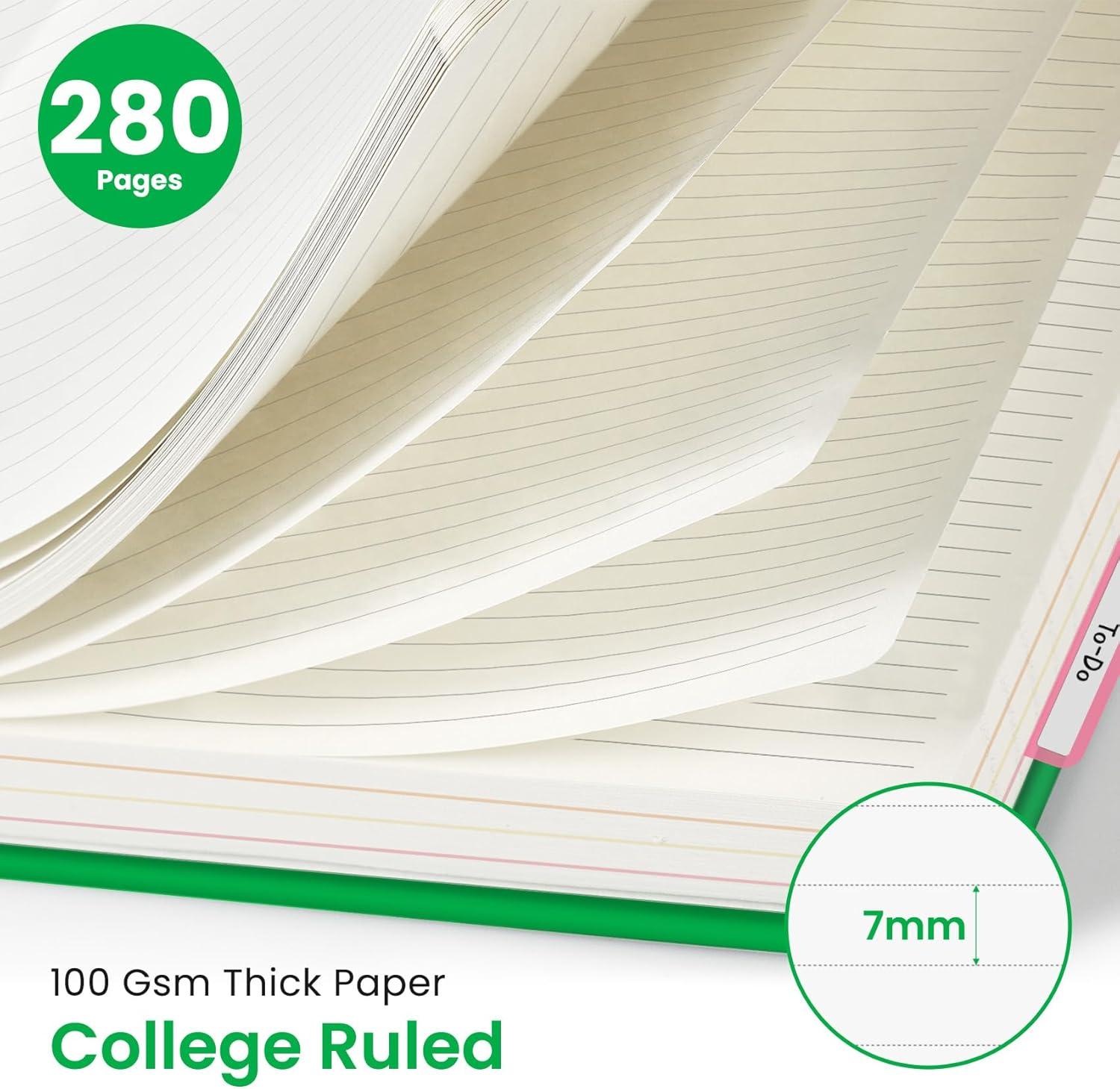 image:imageHardcover Spiral Journal Notebooks for Work With Removable Dividers amp Tabs 85x11 5 Subject Notebook for Note Taking amp Organizer A4 College Ruled Lined Journal for Women amp Writing Green 280 PagesYRacing Green