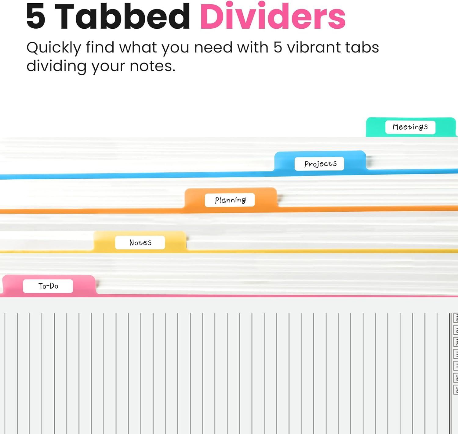 image:imageHardcover Spiral Journal Notebooks for Work With Removable Dividers amp Tabs 85x11 5 Subject Notebook for Note Taking amp Organizer A4 College Ruled Lined Journal for Women amp Writing Green 280 PagesNBerry Pink