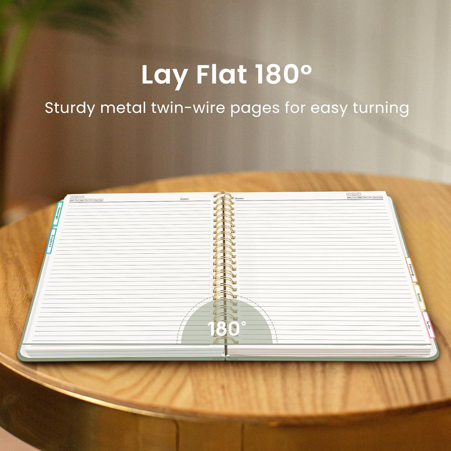 image:imageHardcover Spiral Journal Notebooks for Work With Removable Dividers amp Tabs 85x11 5 Subject Notebook for Note Taking amp Organizer A4 College Ruled Lined Journal for Women amp Writing Green 280 PagesLGreen