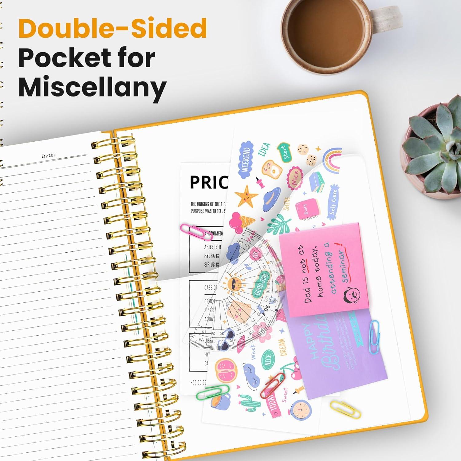 image:imageHardcover Spiral Journal Notebooks for Work With Removable Dividers amp Tabs 85x11 5 Subject Notebook for Note Taking amp Organizer A4 College Ruled Lined Journal for Women amp Writing Green 280 PagesYYellow