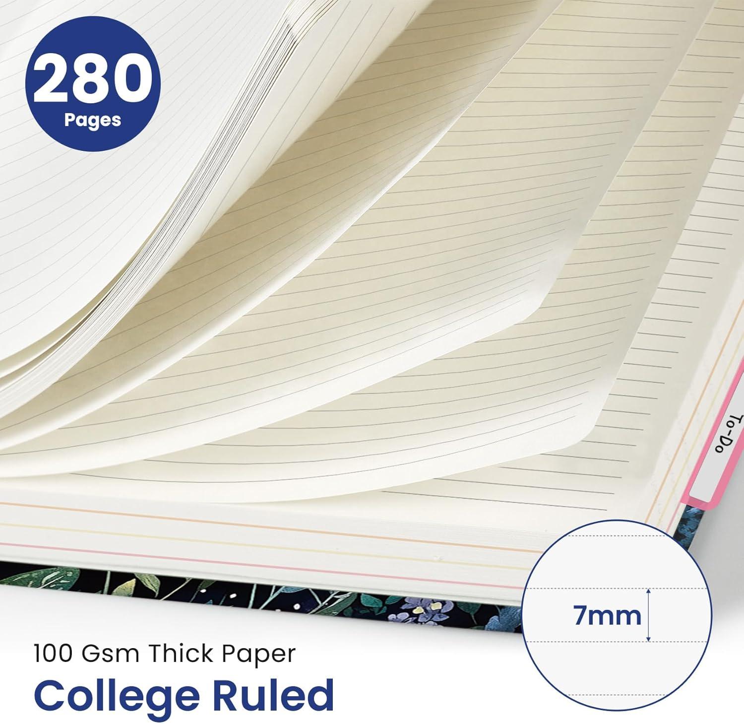 image:imageHardcover Spiral Journal Notebooks for Work With Removable Dividers amp Tabs 85x11 5 Subject Notebook for Note Taking amp Organizer A4 College Ruled Lined Journal for Women amp Writing Green 280 PagesLCelestial Garde