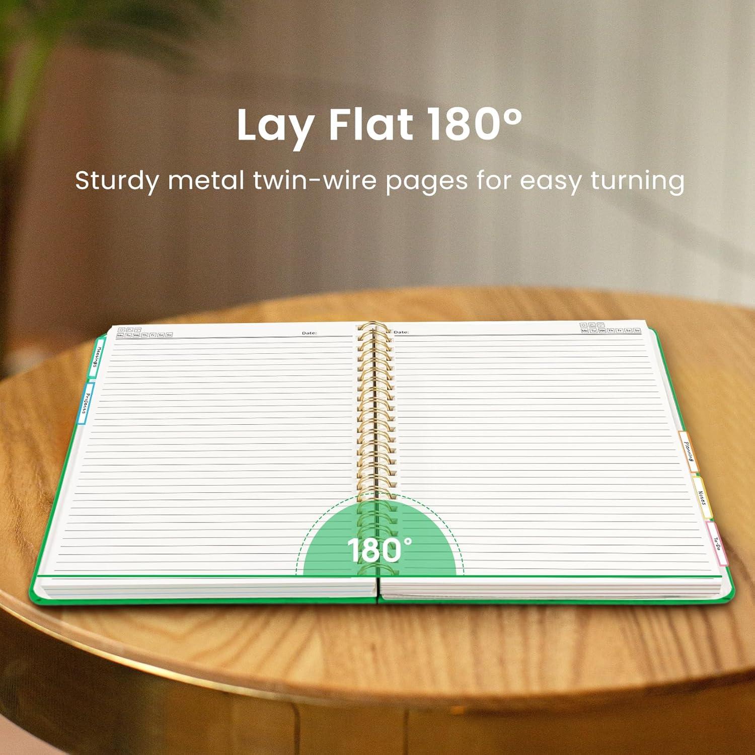 image:imageHardcover Spiral Journal Notebooks for Work With Removable Dividers amp Tabs 85x11 5 Subject Notebook for Note Taking amp Organizer A4 College Ruled Lined Journal for Women amp Writing Green 280 PagesYRacing Green