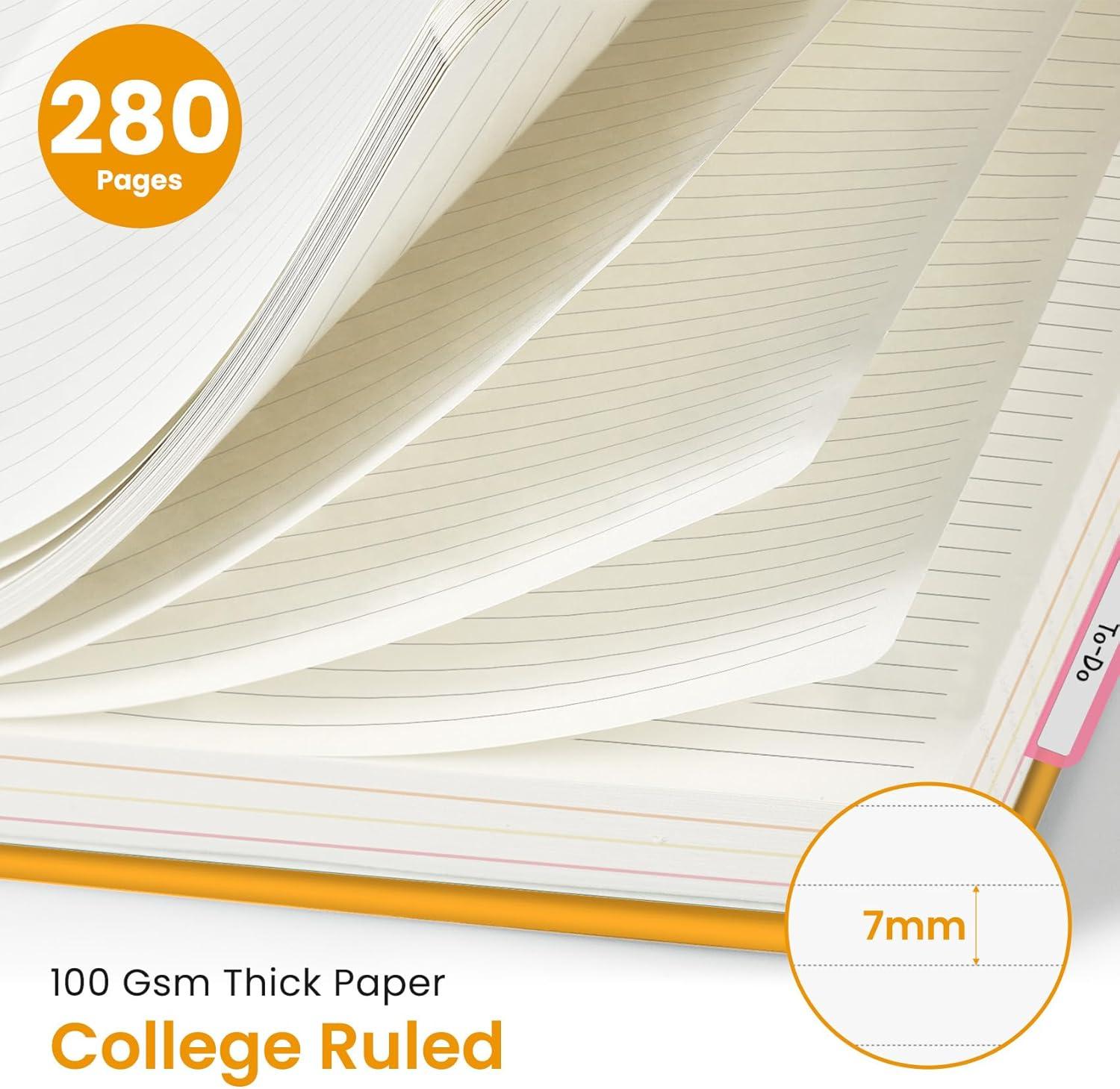 image:imageHardcover Spiral Journal Notebooks for Work With Removable Dividers amp Tabs 85x11 5 Subject Notebook for Note Taking amp Organizer A4 College Ruled Lined Journal for Women amp Writing Green 280 PagesYYellow