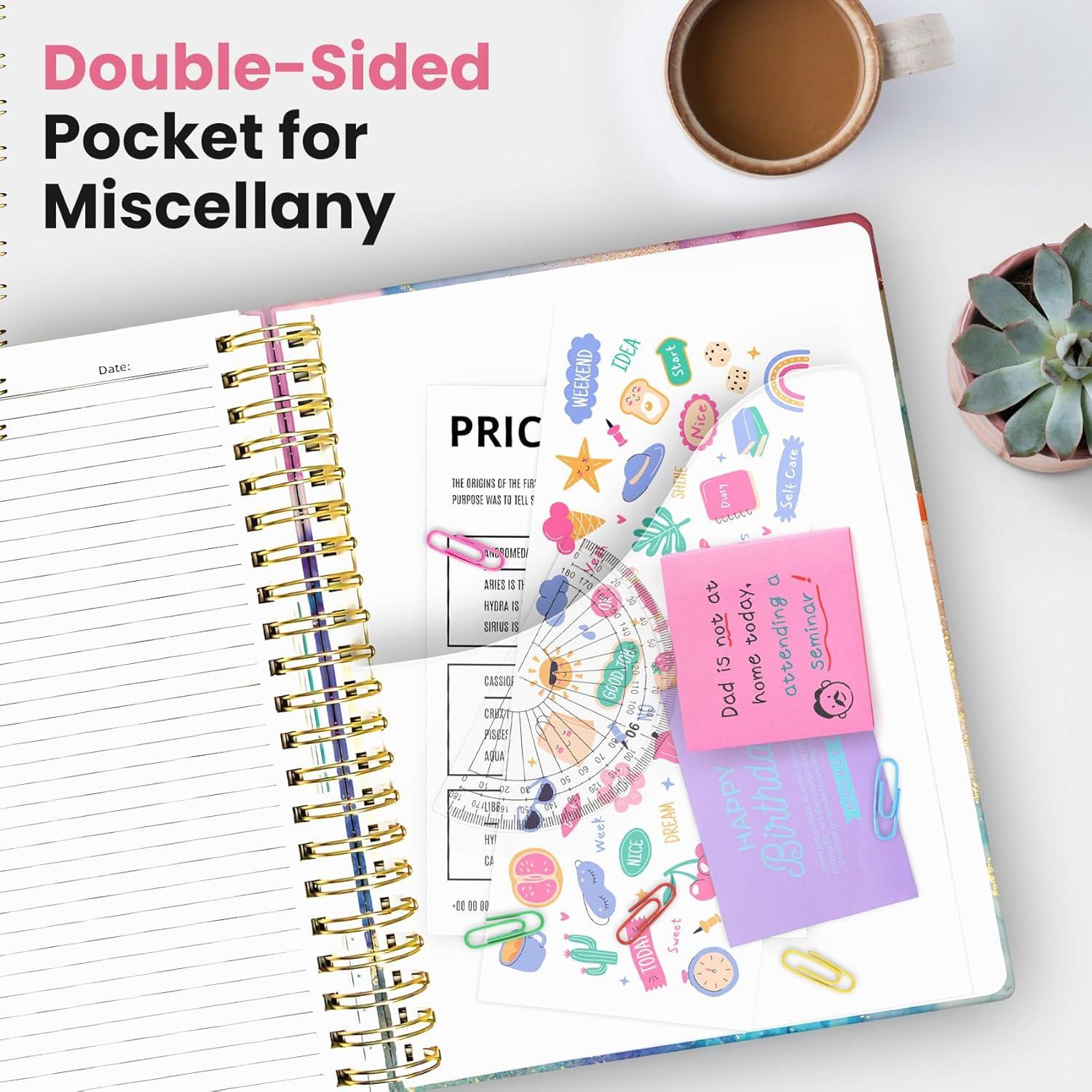 image:imageLarge Spiral Lined Notebooks for Work with Removable Dividers amp Tabs 85x11 Pretty Hardcover 5 Subject Notebook Journal for Women College Ruled Perfect for Study amp Office Organization 280 PagesWildflowersD Color Splash