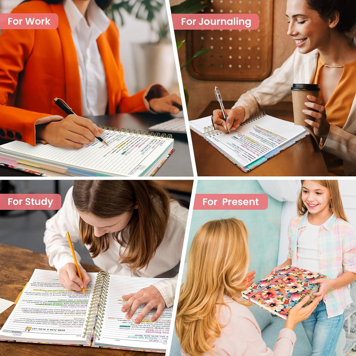 image:imageLarge Spiral Lined Notebooks for Work with Removable Dividers amp Tabs 85x11 Pretty Hardcover 5 Subject Notebook Journal for Women College Ruled Perfect for Study amp Office Organization 280 PagesWildflowersC Pastel Garden
