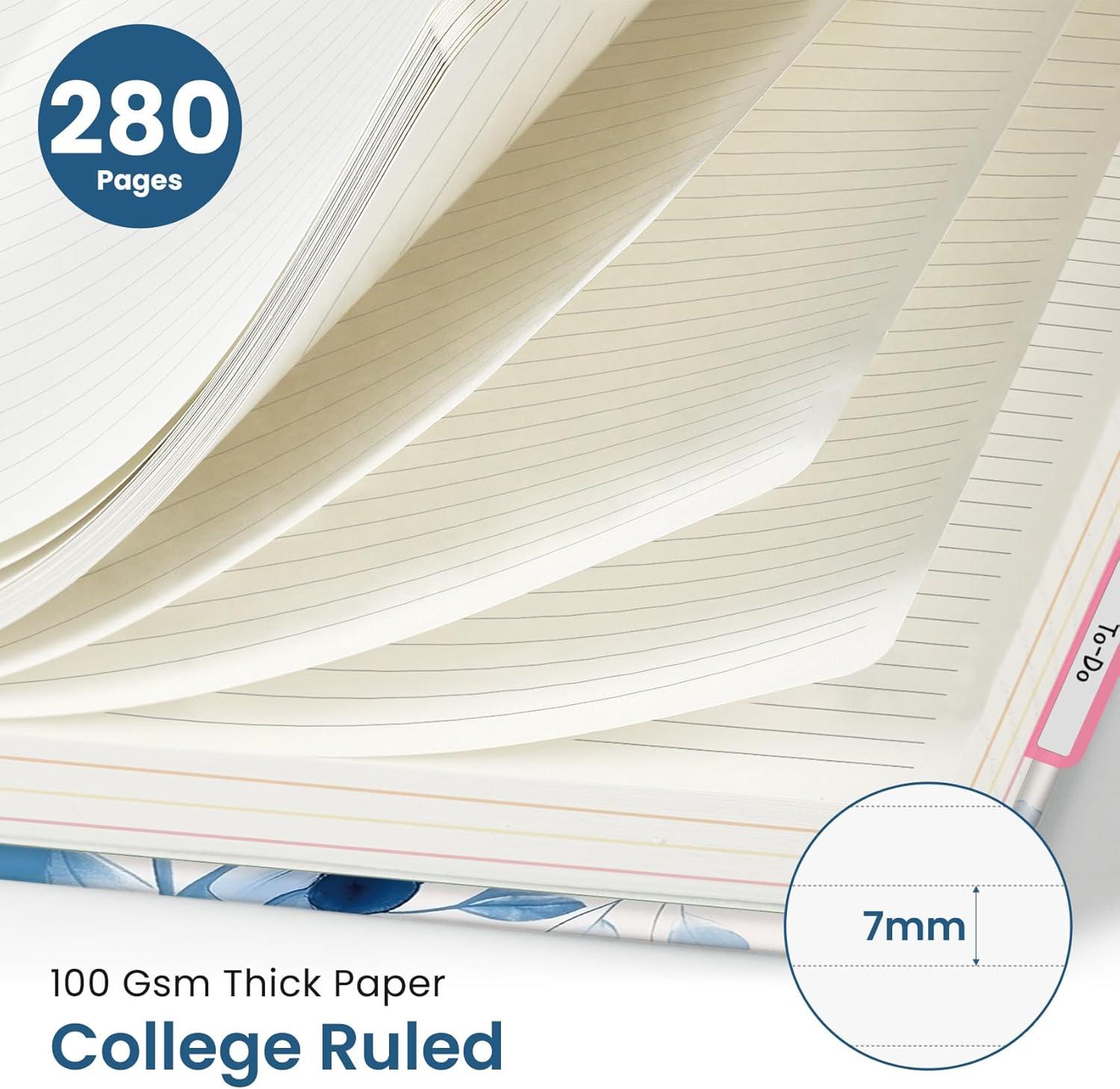 image:imageLarge Spiral Lined Notebooks for Work with Removable Dividers amp Tabs 85x11 Pretty Hardcover 5 Subject Notebook Journal for Women College Ruled Perfect for Study amp Office Organization 280 PagesWildflowersE Blue Blooms