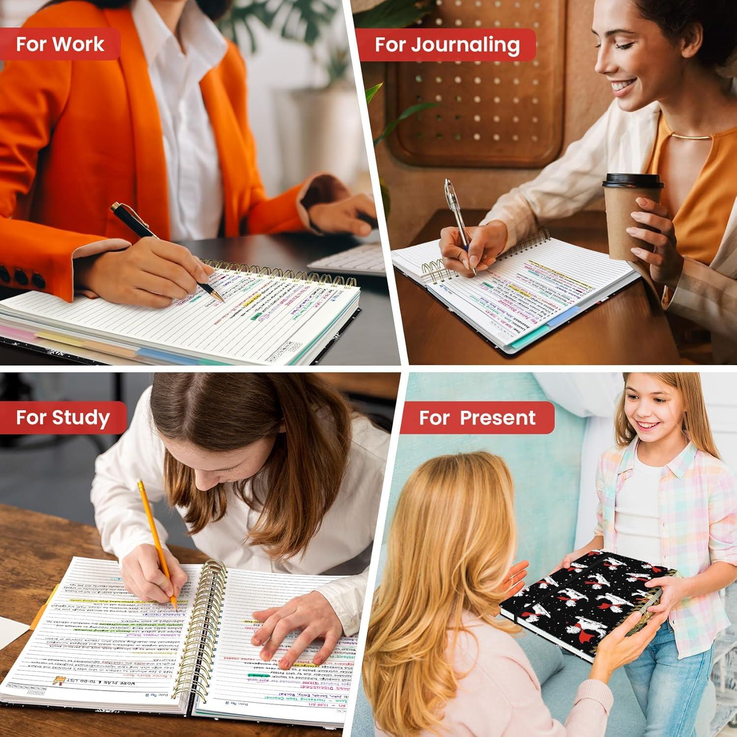 image:imageLarge Spiral Lined Notebooks for Work with Removable Dividers amp Tabs 85x11 Pretty Hardcover 5 Subject Notebook Journal for Women College Ruled Perfect for Study amp Office Organization 280 PagesWildflowersZ Skate Pup