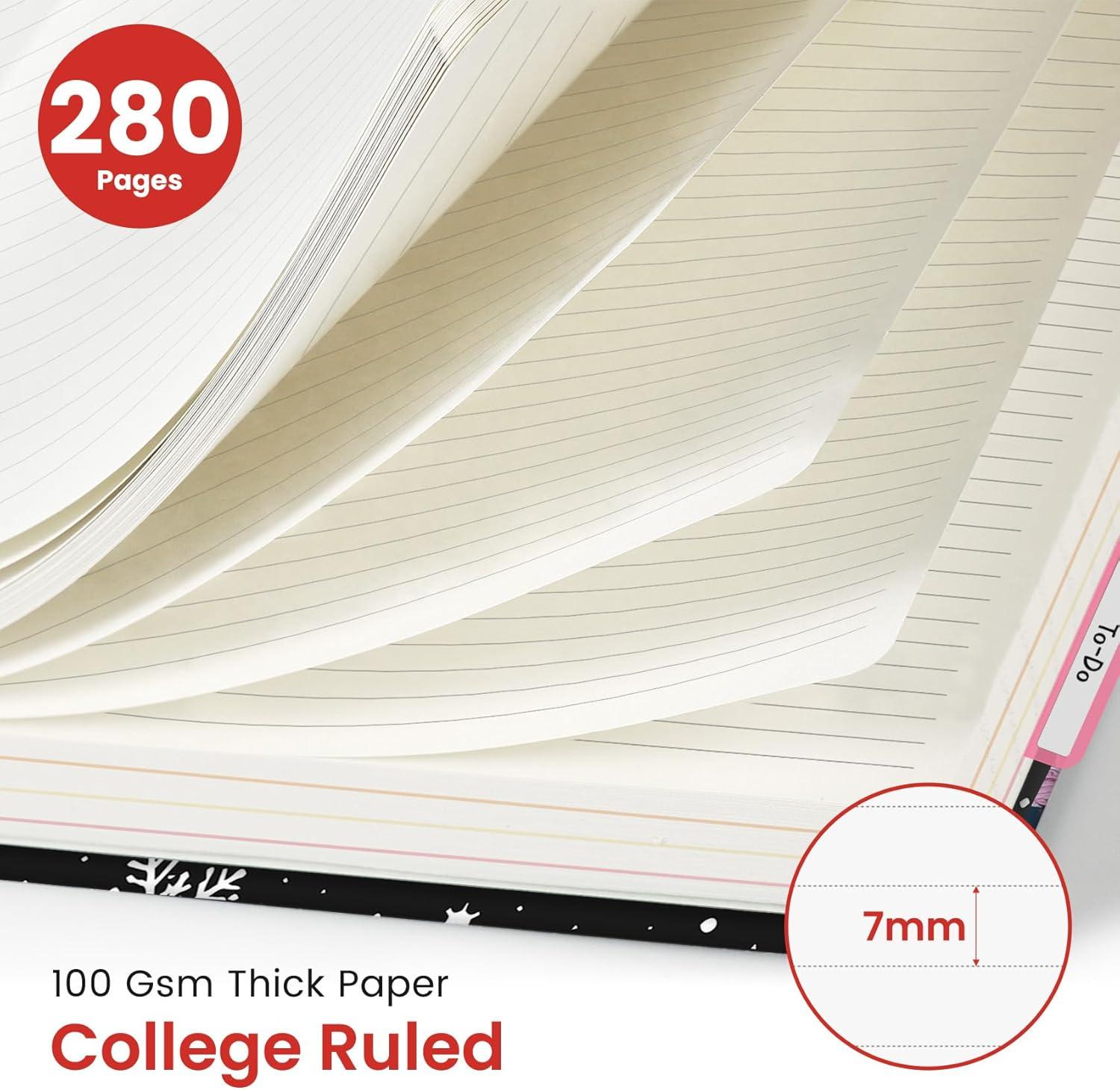 image:imageLarge Spiral Lined Notebooks for Work with Removable Dividers amp Tabs 85x11 Pretty Hardcover 5 Subject Notebook Journal for Women College Ruled Perfect for Study amp Office Organization 280 PagesWildflowersZ Skate Pup