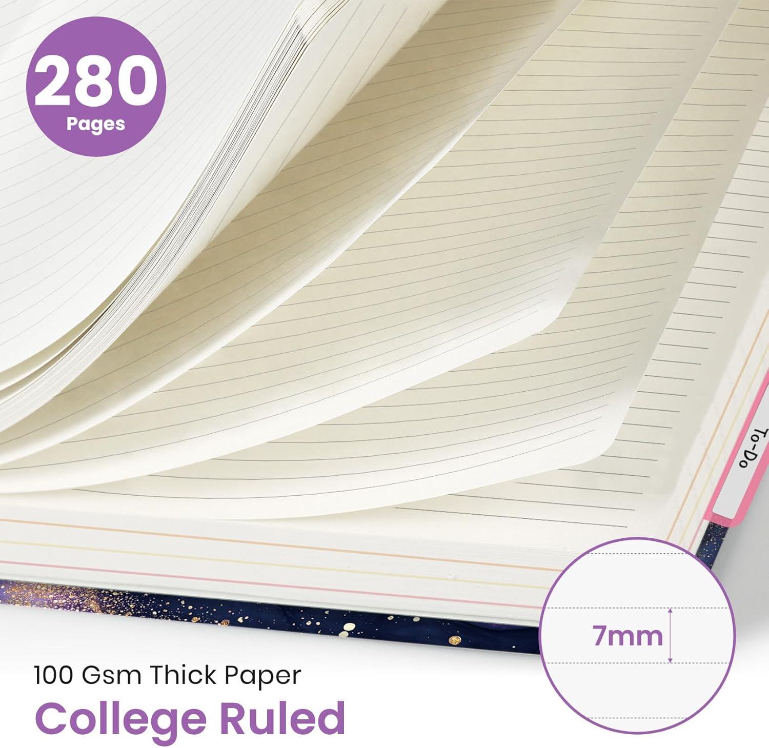 image:imageLarge Spiral Lined Notebooks for Work with Removable Dividers amp Tabs 85x11 Pretty Hardcover 5 Subject Notebook Journal for Women College Ruled Perfect for Study amp Office Organization 280 PagesWildflowersT Cosmic Amethyst
