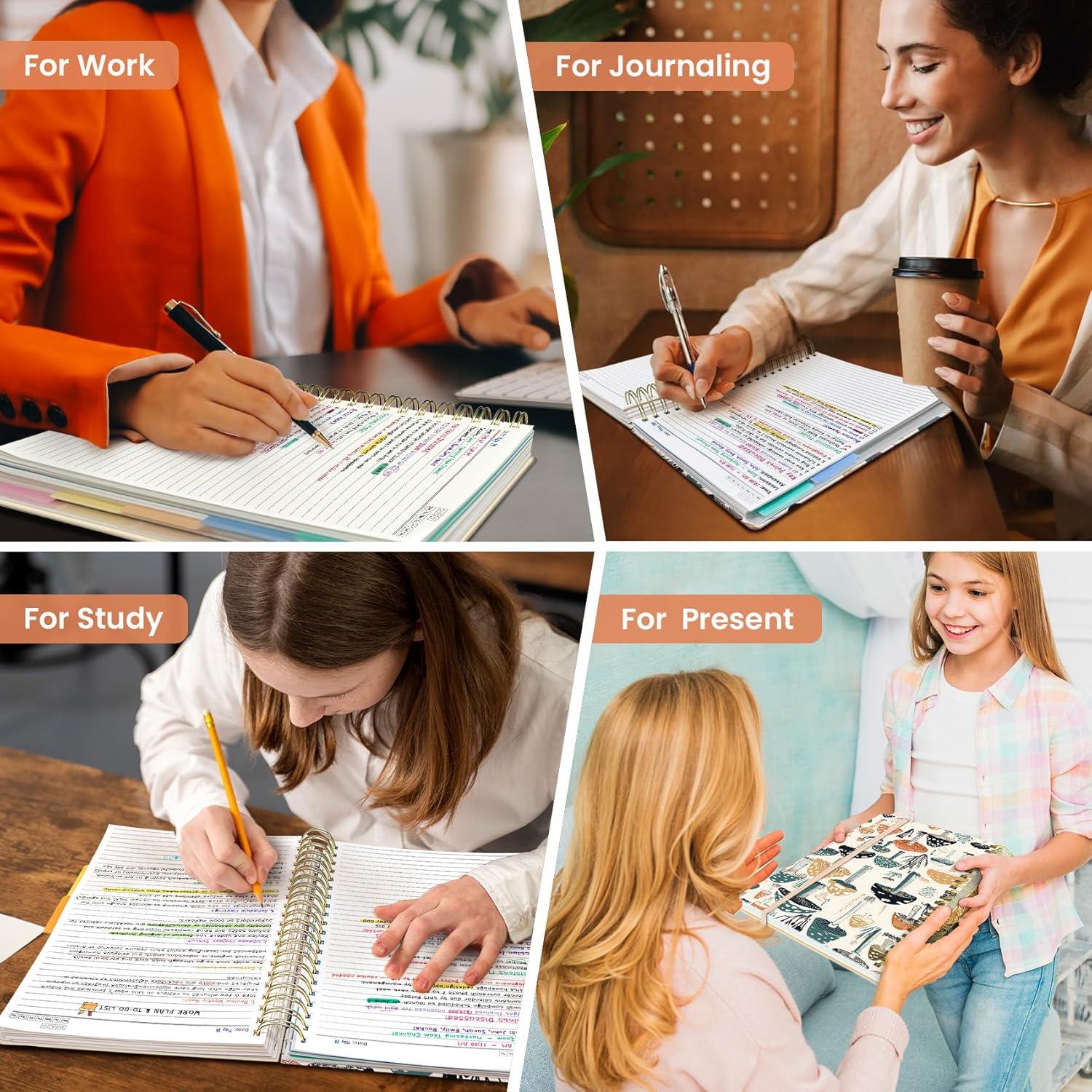 image:imageLarge Spiral Lined Notebooks for Work with Removable Dividers amp Tabs 85x11 Pretty Hardcover 5 Subject Notebook Journal for Women College Ruled Perfect for Study amp Office Organization 280 PagesWildflowersU Mushrooms Grove
