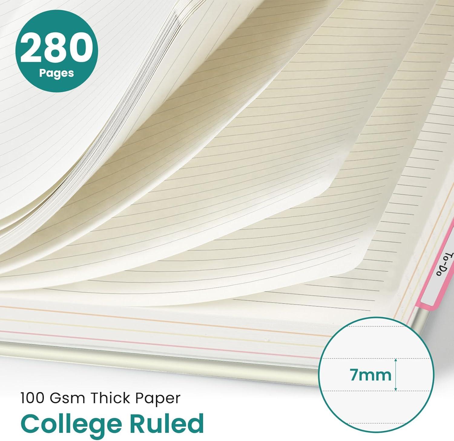 image:imageLarge Spiral Lined Notebooks for Work with Removable Dividers amp Tabs 85x11 Pretty Hardcover 5 Subject Notebook Journal for Women College Ruled Perfect for Study amp Office Organization 280 PagesWildflowersT Drifting Whales