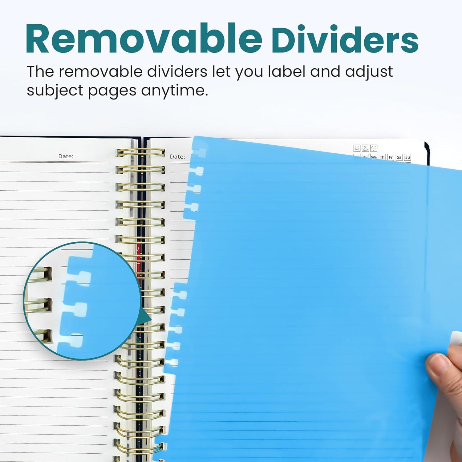 image:imageLarge Spiral Lined Notebooks for Work with Removable Dividers amp Tabs 85x11 Pretty Hardcover 5 Subject Notebook Journal for Women College Ruled Perfect for Study amp Office Organization 280 PagesWildflowersO Cactus Garden