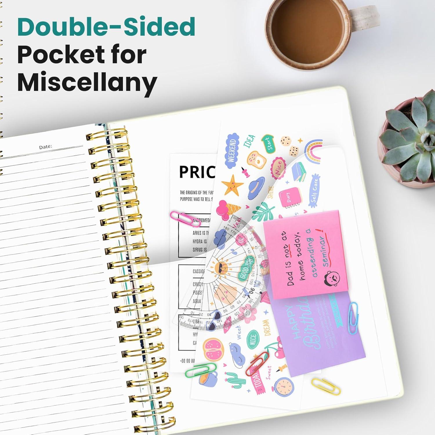 image:imageLarge Spiral Lined Notebooks for Work with Removable Dividers amp Tabs 85x11 Pretty Hardcover 5 Subject Notebook Journal for Women College Ruled Perfect for Study amp Office Organization 280 PagesWildflowersT Drifting Whales