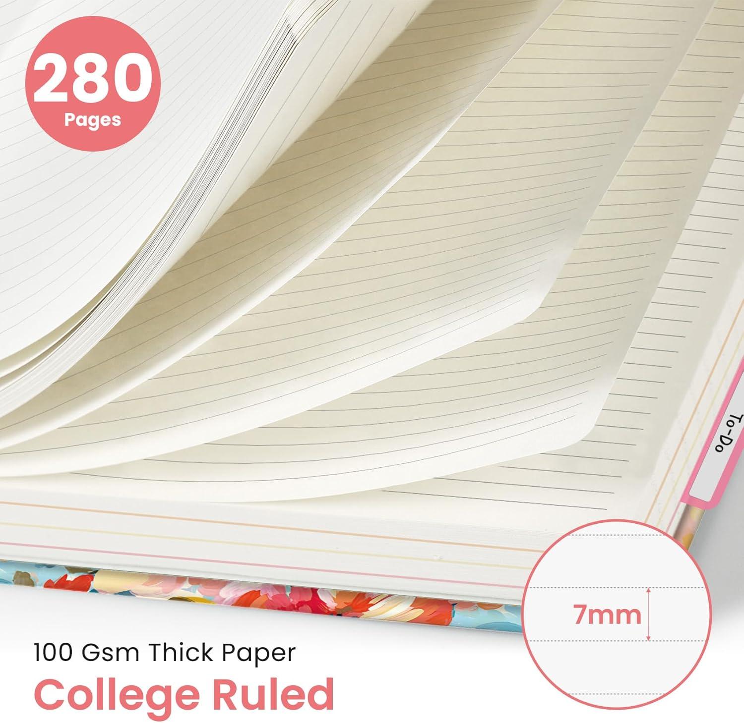 image:imageLarge Spiral Lined Notebooks for Work with Removable Dividers amp Tabs 85x11 Pretty Hardcover 5 Subject Notebook Journal for Women College Ruled Perfect for Study amp Office Organization 280 PagesWildflowersC Pastel Garden