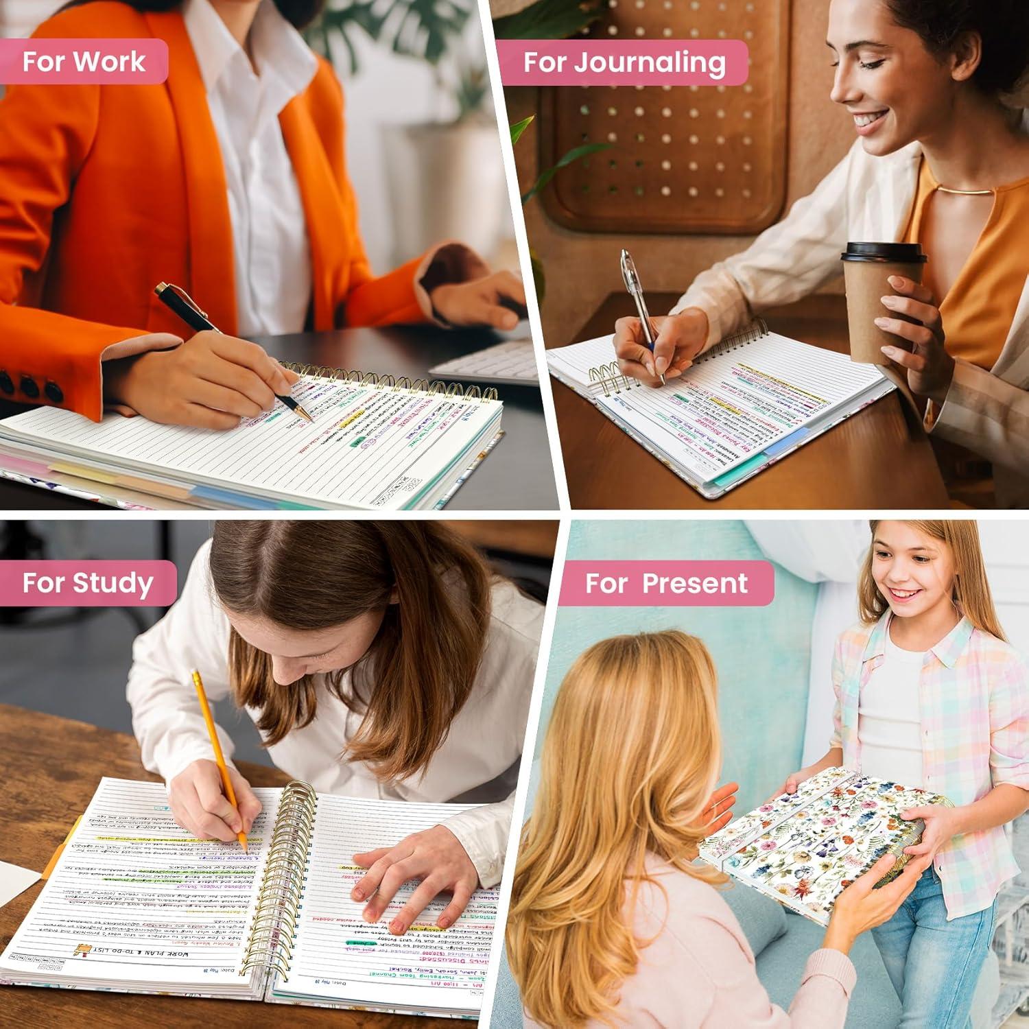 image:imageLarge Spiral Lined Notebooks for Work with Removable Dividers amp Tabs 85x11 Pretty Hardcover 5 Subject Notebook Journal for Women College Ruled Perfect for Study amp Office Organization 280 PagesWildflowersA Wildflowers