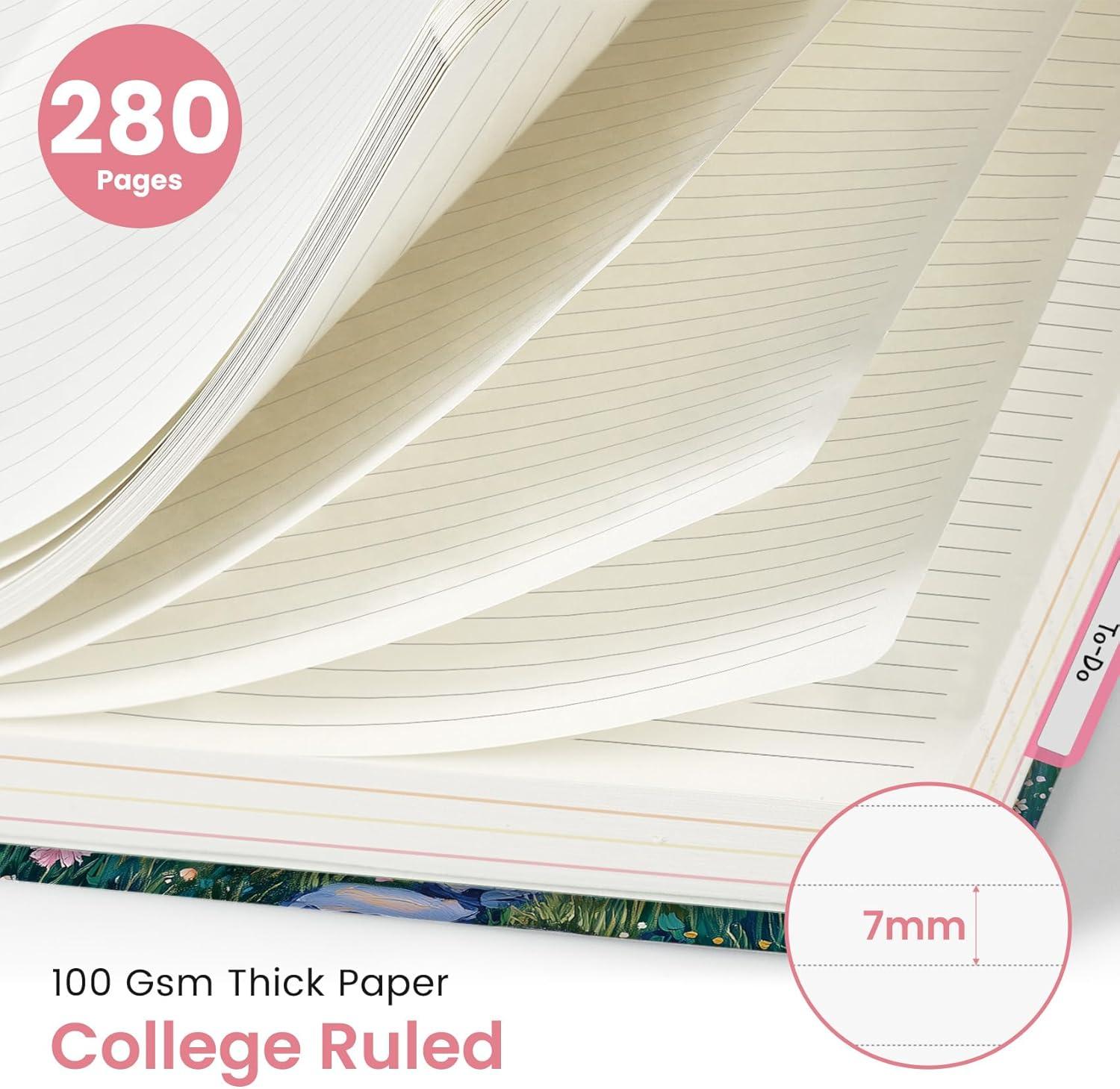 image:imageLarge Spiral Lined Notebooks for Work with Removable Dividers amp Tabs 85x11 Pretty Hardcover 5 Subject Notebook Journal for Women College Ruled Perfect for Study amp Office Organization 280 PagesWildflowersT Lavender Horizon