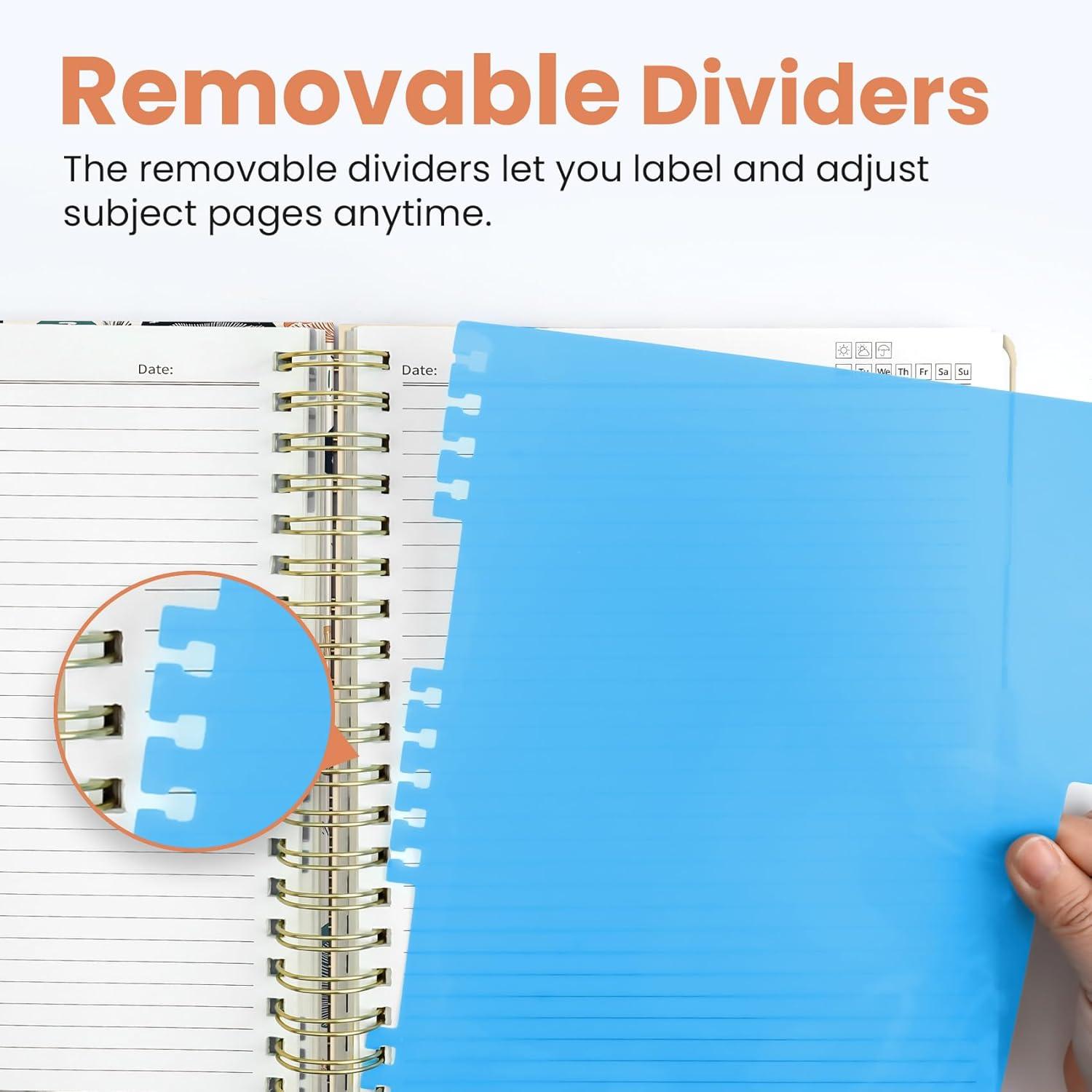 image:imageLarge Spiral Lined Notebooks for Work with Removable Dividers amp Tabs 85x11 Pretty Hardcover 5 Subject Notebook Journal for Women College Ruled Perfect for Study amp Office Organization 280 PagesWildflowersU Mushrooms Grove