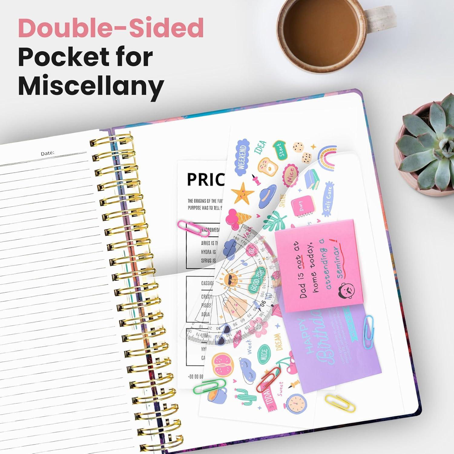 image:imageLarge Spiral Lined Notebooks for Work with Removable Dividers amp Tabs 85x11 Pretty Hardcover 5 Subject Notebook Journal for Women College Ruled Perfect for Study amp Office Organization 280 PagesWildflowersZ Prairie Run