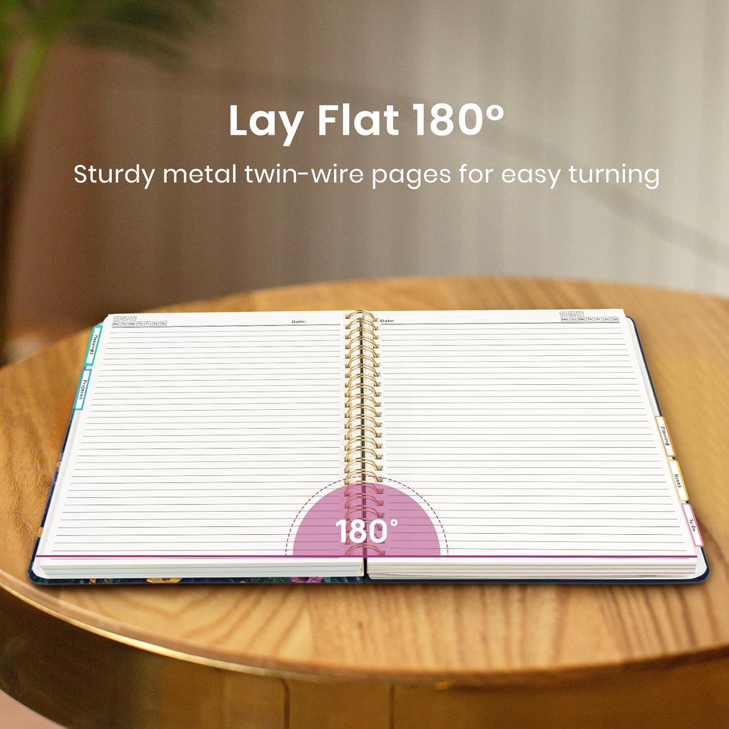 image:imageLarge Spiral Lined Notebooks for Work with Removable Dividers amp Tabs 85x11 Pretty Hardcover 5 Subject Notebook Journal for Women College Ruled Perfect for Study amp Office Organization 280 PagesWildflowersX Blush Horizon