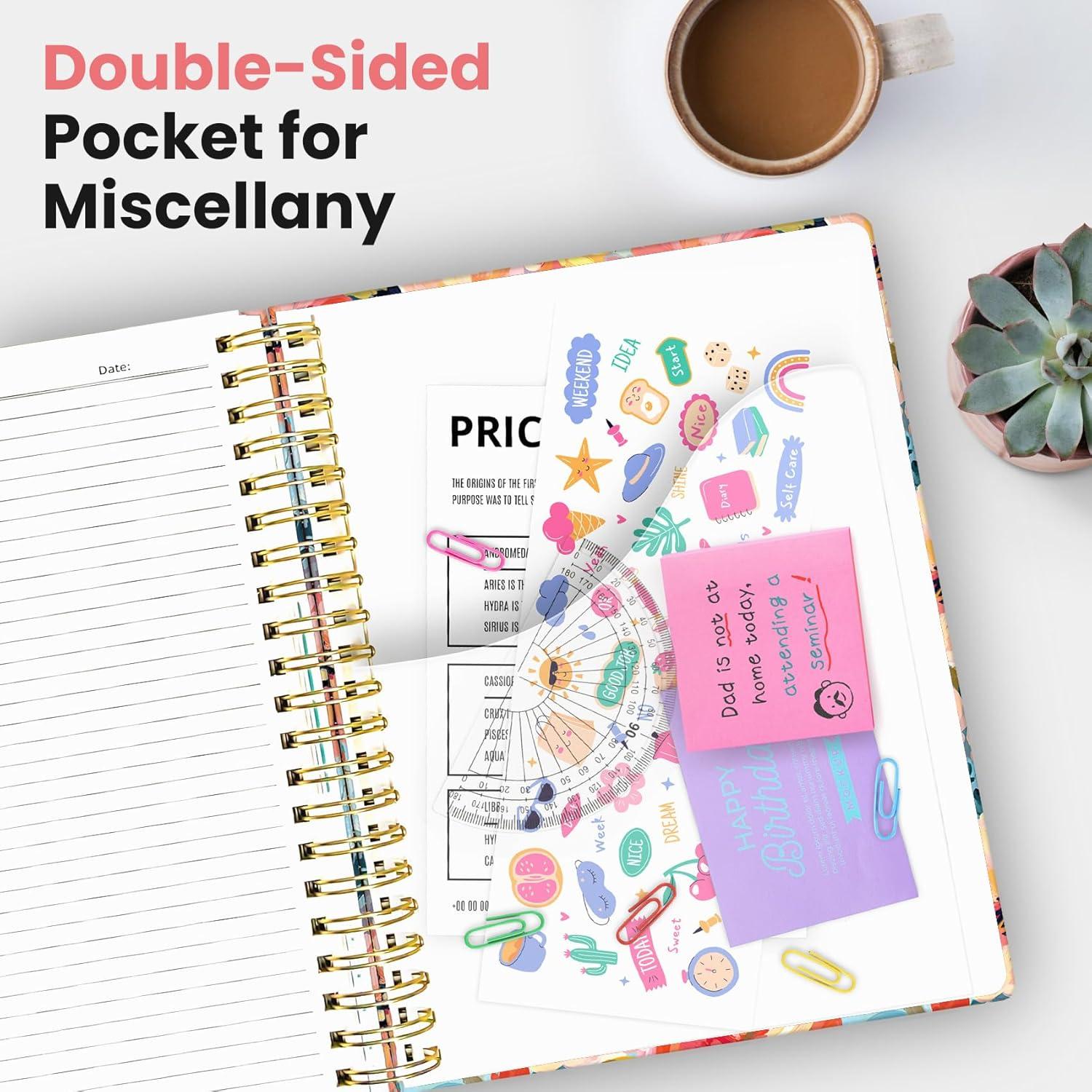 image:imageLarge Spiral Lined Notebooks for Work with Removable Dividers amp Tabs 85x11 Pretty Hardcover 5 Subject Notebook Journal for Women College Ruled Perfect for Study amp Office Organization 280 PagesWildflowersC Pastel Garden