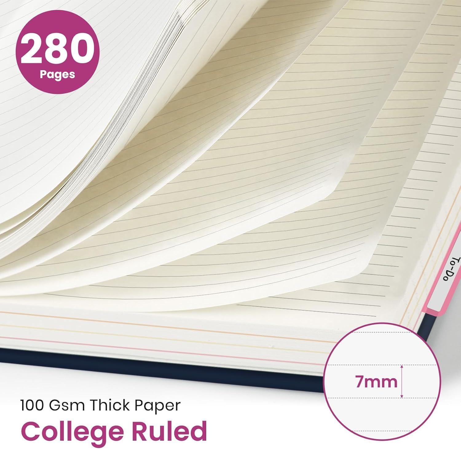 image:imageLarge Spiral Lined Notebooks for Work with Removable Dividers amp Tabs 85x11 Pretty Hardcover 5 Subject Notebook Journal for Women College Ruled Perfect for Study amp Office Organization 280 PagesWildflowersX Blush Horizon
