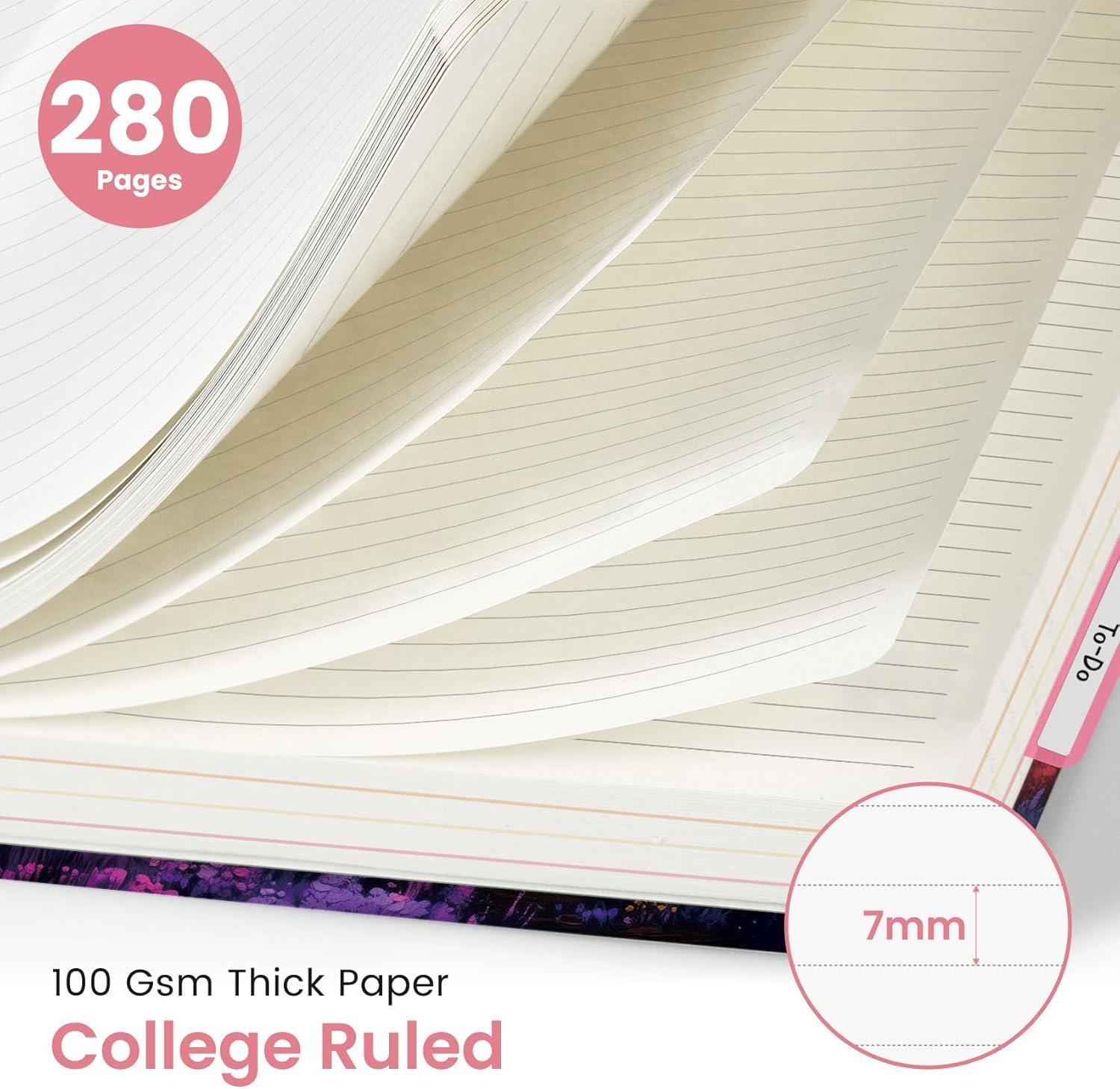 image:imageLarge Spiral Lined Notebooks for Work with Removable Dividers amp Tabs 85x11 Pretty Hardcover 5 Subject Notebook Journal for Women College Ruled Perfect for Study amp Office Organization 280 PagesWildflowersZ Prairie Run