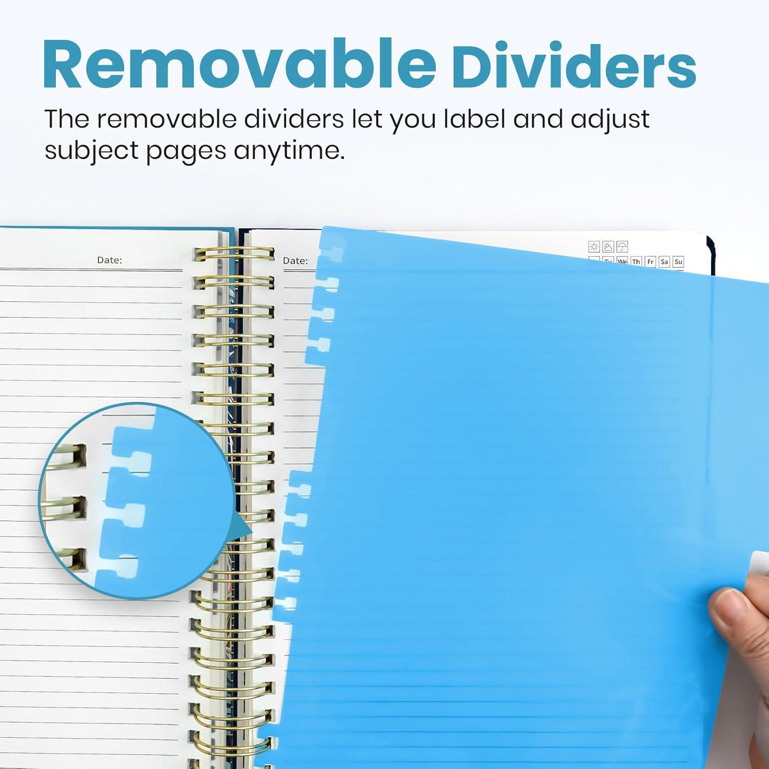 image:imageLarge Spiral Lined Notebooks for Work with Removable Dividers amp Tabs 85x11 Pretty Hardcover 5 Subject Notebook Journal for Women College Ruled Perfect for Study amp Office Organization 280 PagesWildflowersN Deep Bearings