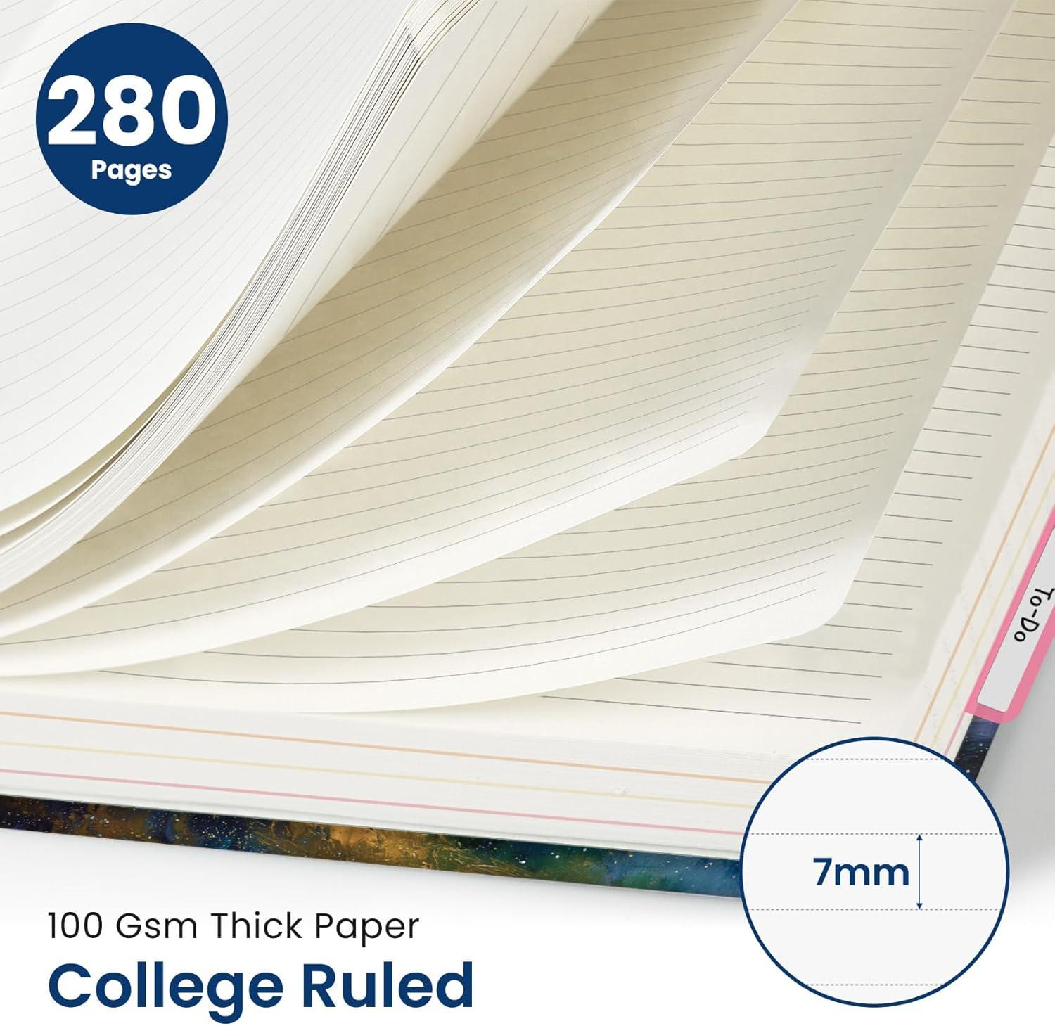 image:imageLarge Spiral Lined Notebooks for Work with Removable Dividers amp Tabs 85x11 Pretty Hardcover 5 Subject Notebook Journal for Women College Ruled Perfect for Study amp Office Organization 280 PagesWildflowersH Starlit Peaks