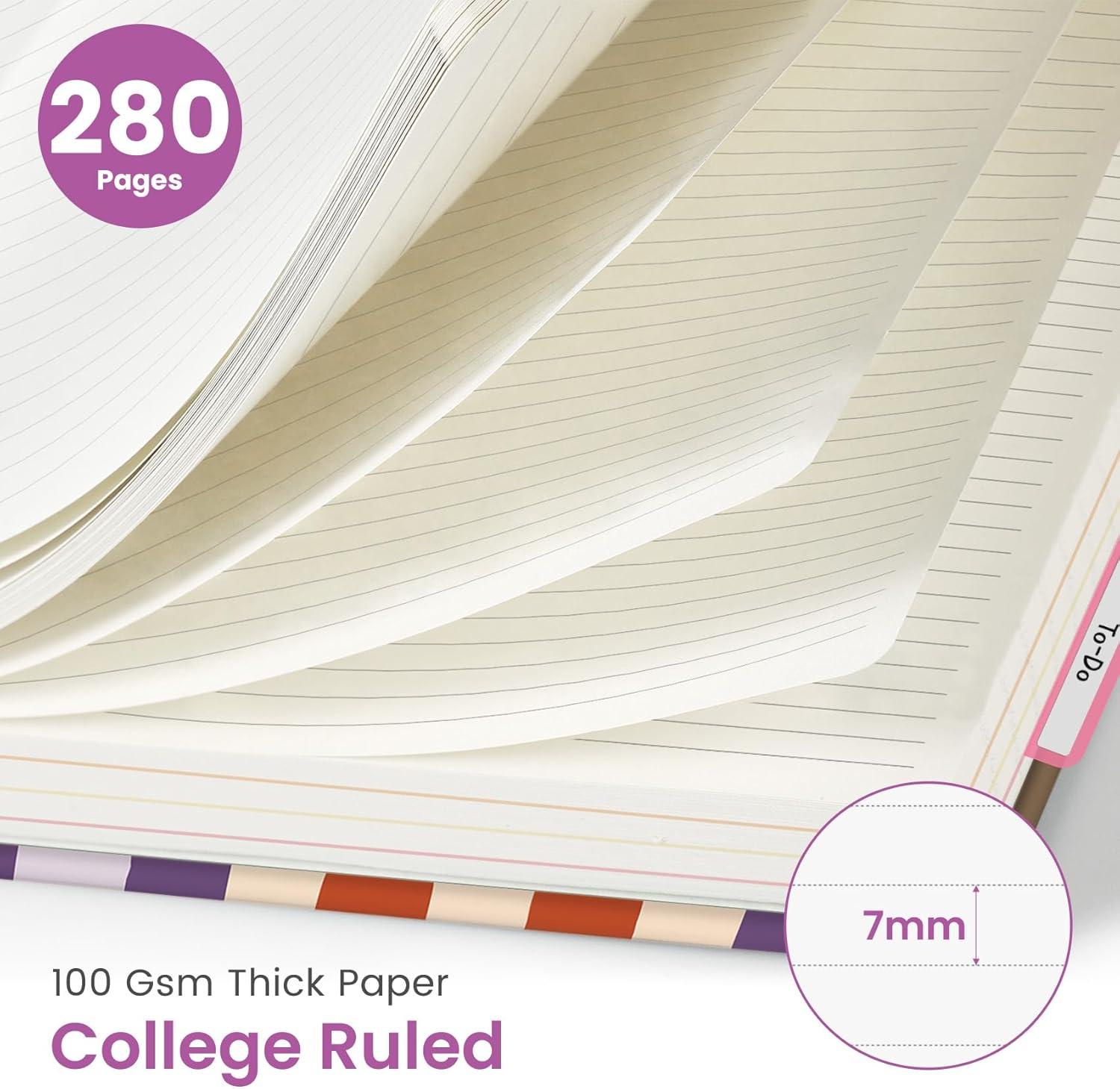 image:imageLarge Spiral Lined Notebooks for Work with Removable Dividers amp Tabs 85x11 Pretty Hardcover 5 Subject Notebook Journal for Women College Ruled Perfect for Study amp Office Organization 280 PagesWildflowersF Checkered