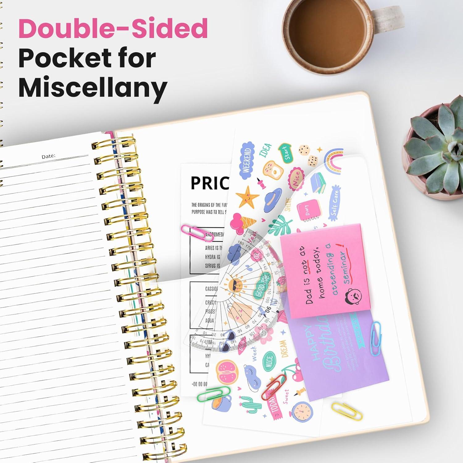 image:imageLarge Spiral Lined Notebooks for Work with Removable Dividers amp Tabs 85x11 Pretty Hardcover 5 Subject Notebook Journal for Women College Ruled Perfect for Study amp Office Organization 280 PagesWildflowersE Blooming Meadow
