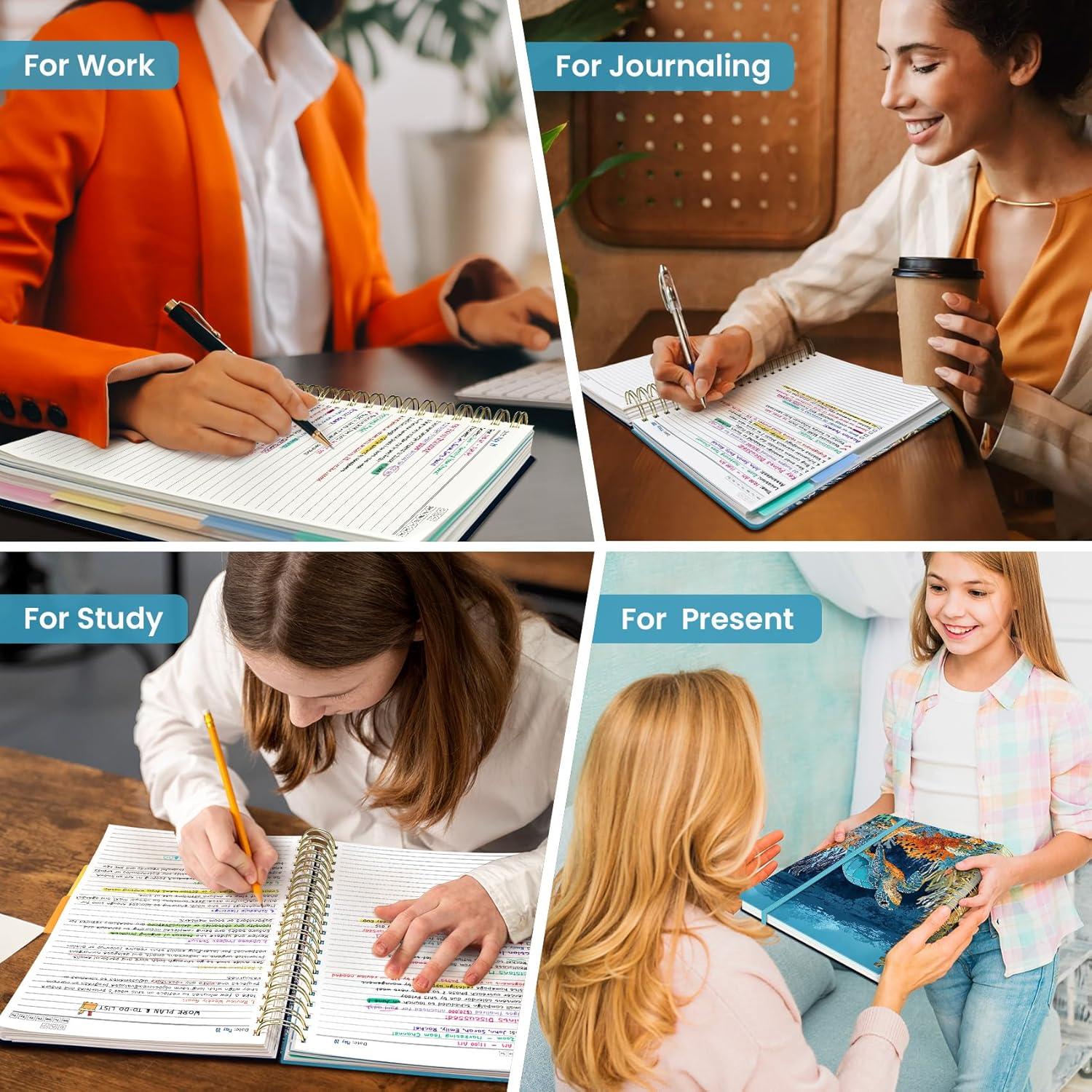 image:imageLarge Spiral Lined Notebooks for Work with Removable Dividers amp Tabs 85x11 Pretty Hardcover 5 Subject Notebook Journal for Women College Ruled Perfect for Study amp Office Organization 280 PagesWildflowersN Deep Bearings