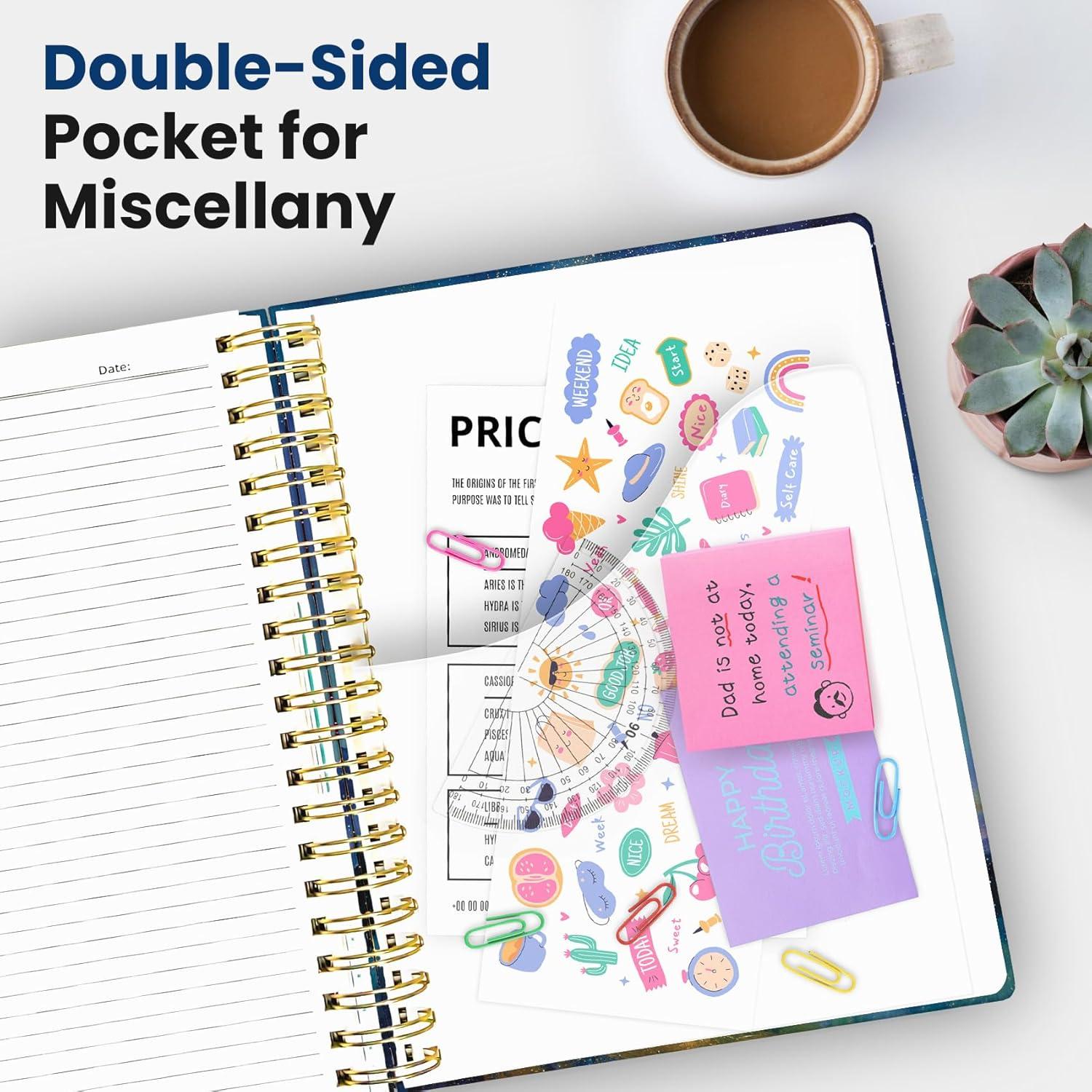 image:imageLarge Spiral Lined Notebooks for Work with Removable Dividers amp Tabs 85x11 Pretty Hardcover 5 Subject Notebook Journal for Women College Ruled Perfect for Study amp Office Organization 280 PagesWildflowersH Starlit Peaks