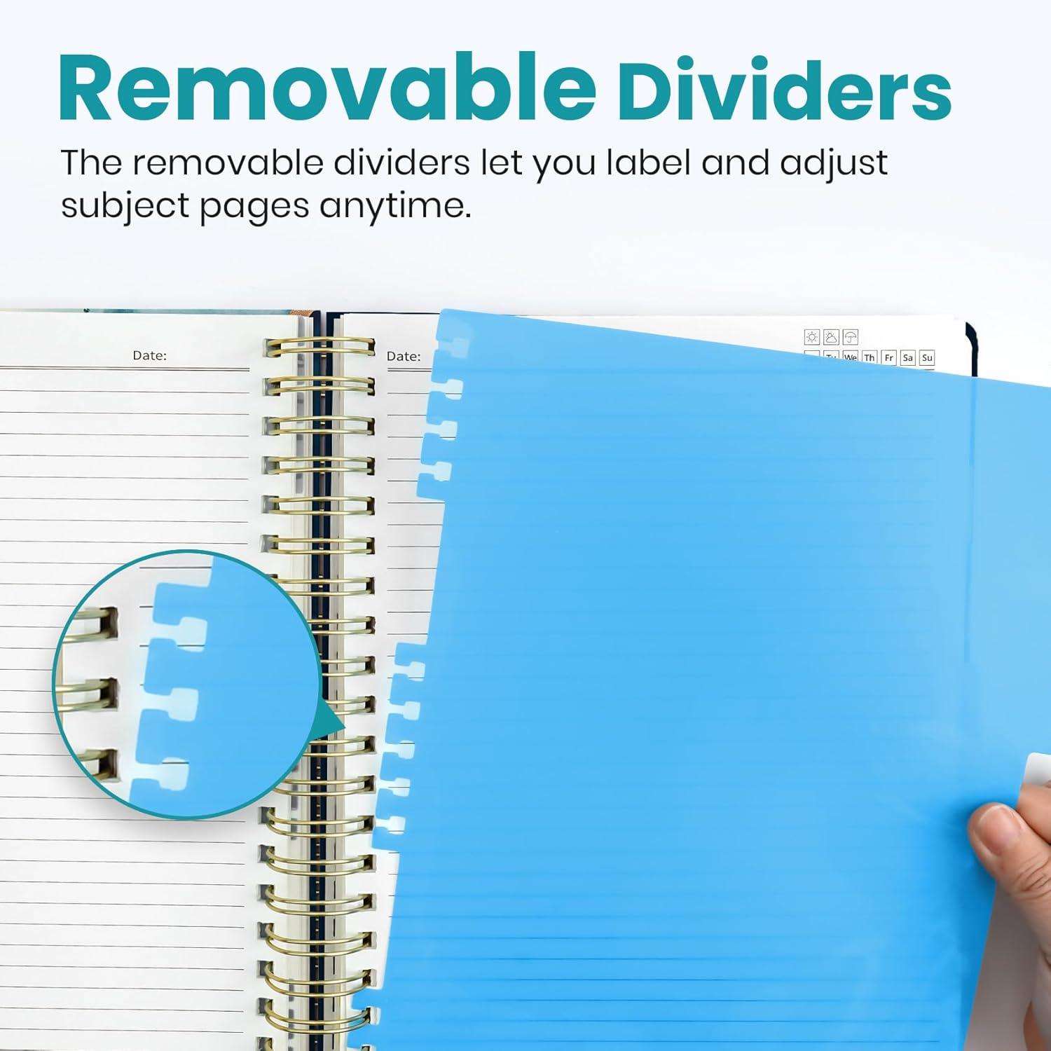 image:imageLarge Spiral Notebook with Dividers amp Tabs 85 x 11 Hardcover 5 Subject Notebook for Work 280 pages College Ruled Cute Journal for Women Perfect for Study amp Office Note Taking GardenMGolden Dusk