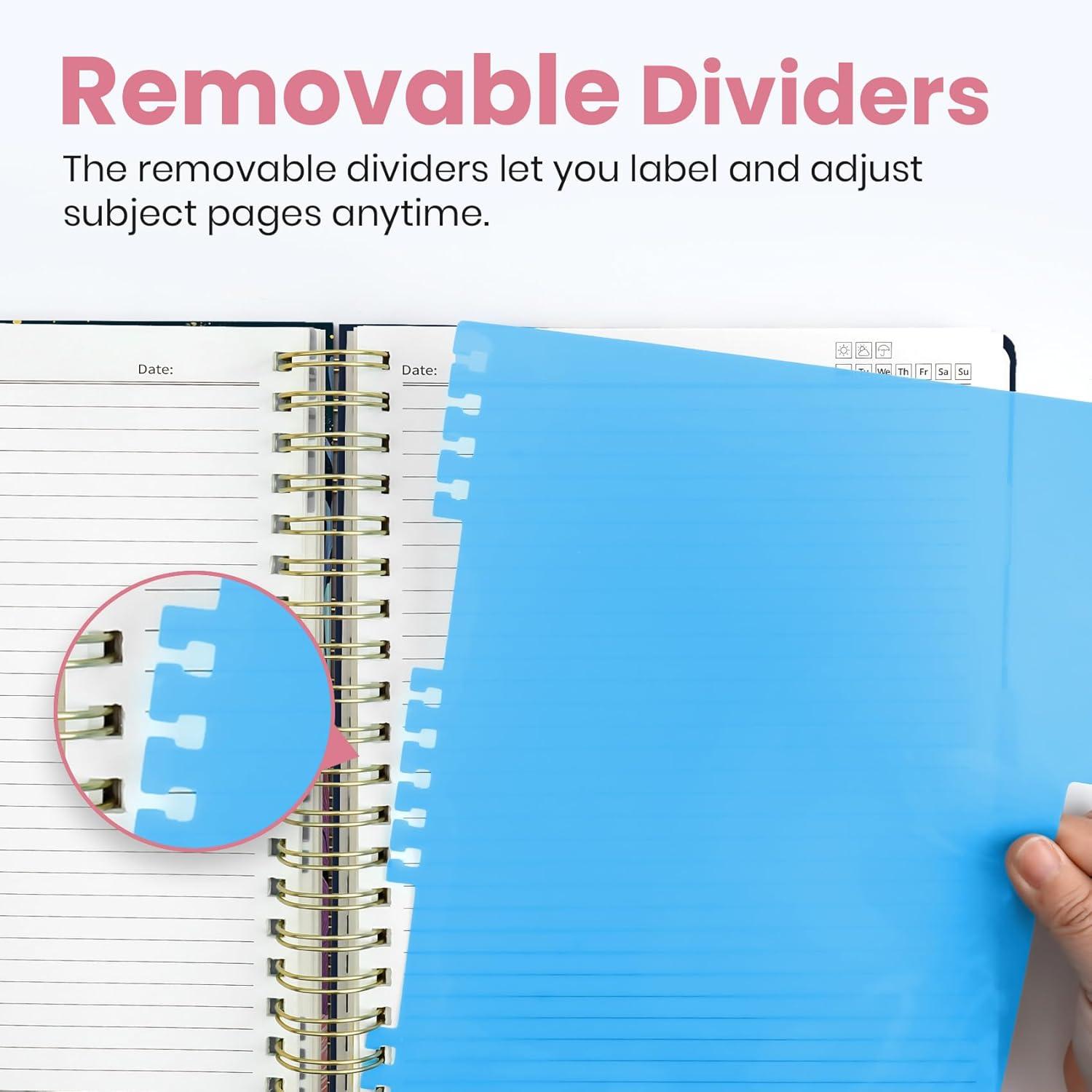 image:imageLarge Spiral Notebook with Dividers amp Tabs 85 x 11 Hardcover 5 Subject Notebook for Work 280 pages College Ruled Cute Journal for Women Perfect for Study amp Office Note Taking GardenNJellyfish