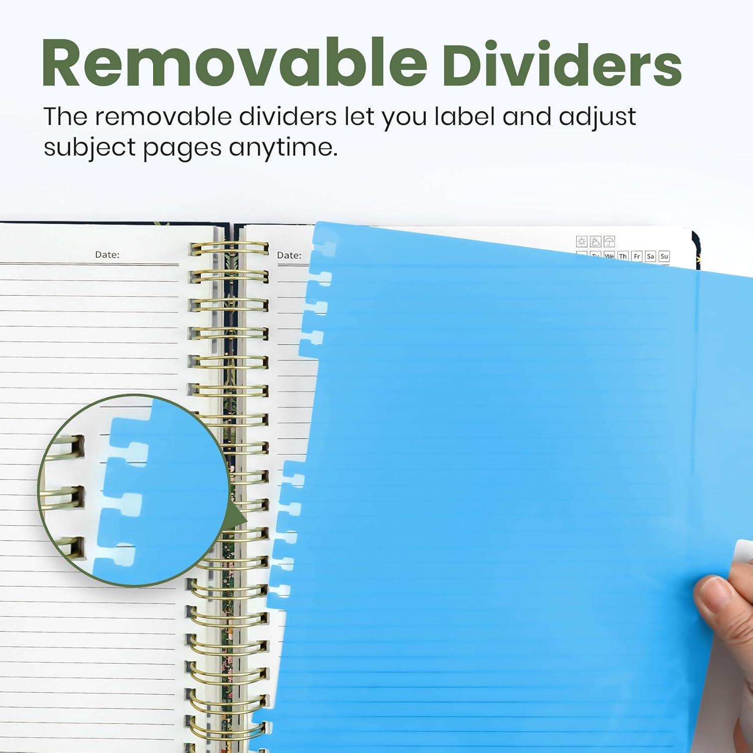image:imageLarge Spiral Notebook with Dividers amp Tabs 85 x 11 Hardcover 5 Subject Notebook for Work 280 pages College Ruled Cute Journal for Women Perfect for Study amp Office Note Taking GardenUFox Night
