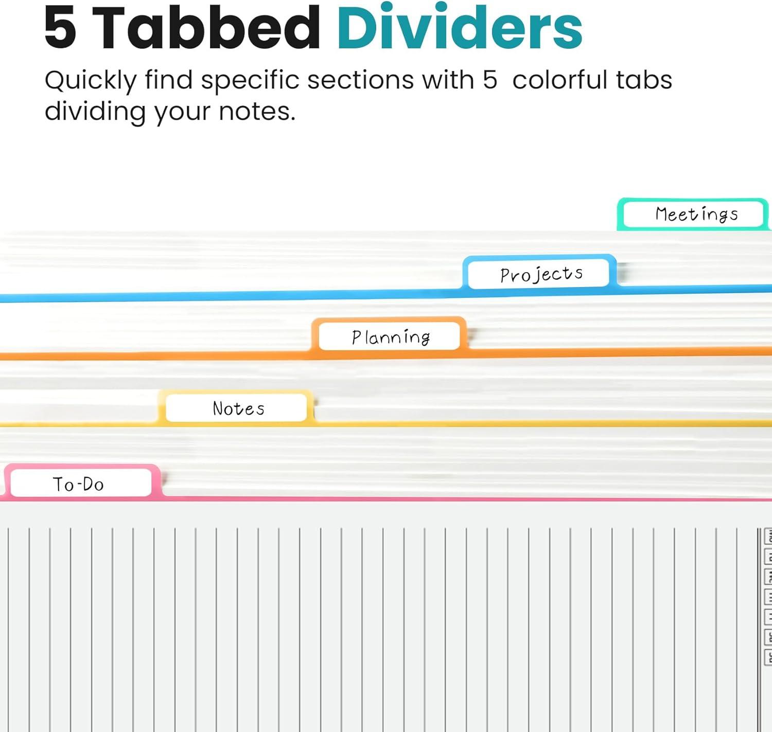image:imageLarge Spiral Notebook with Dividers amp Tabs 85 x 11 Hardcover 5 Subject Notebook for Work 280 pages College Ruled Cute Journal for Women Perfect for Study amp Office Note Taking GardenMGolden Dusk