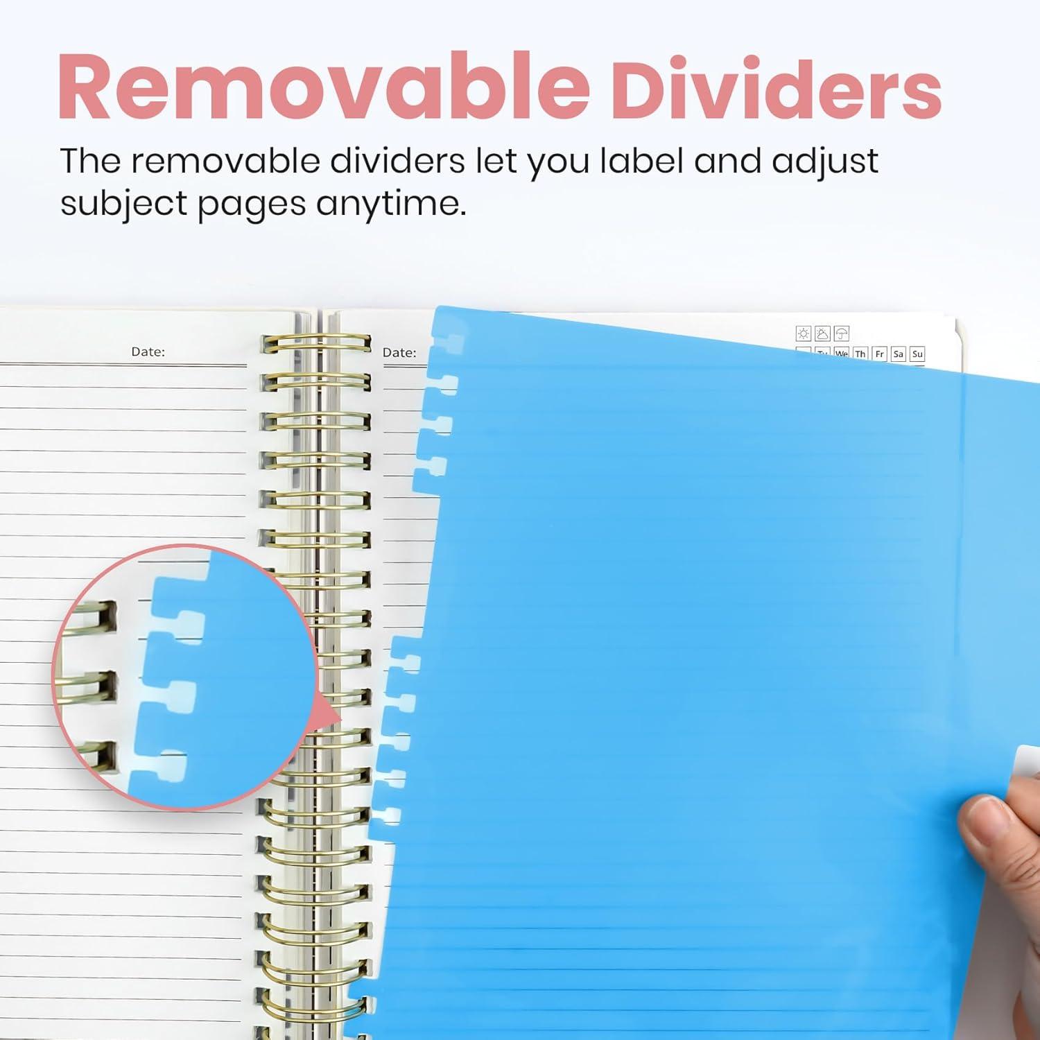 image:imageLarge Spiral Notebook with Dividers amp Tabs 85 x 11 Hardcover 5 Subject Notebook for Work 280 pages College Ruled Cute Journal for Women Perfect for Study amp Office Note Taking GardenSFloral Gallery