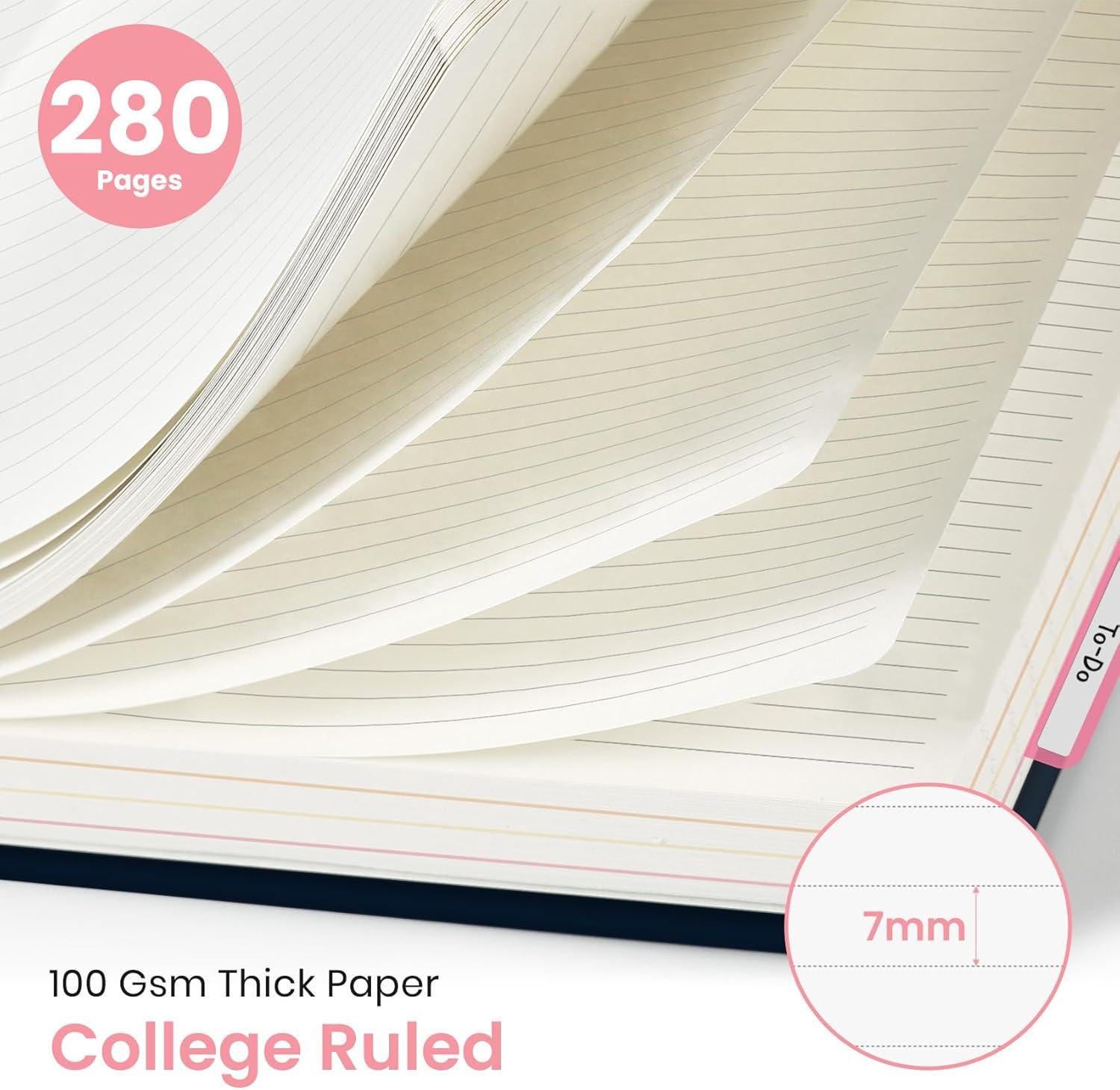 image:imageLarge Spiral Notebook with Dividers amp Tabs 85 x 11 Hardcover 5 Subject Notebook for Work 280 pages College Ruled Cute Journal for Women Perfect for Study amp Office Note Taking GardenIHumming Glow