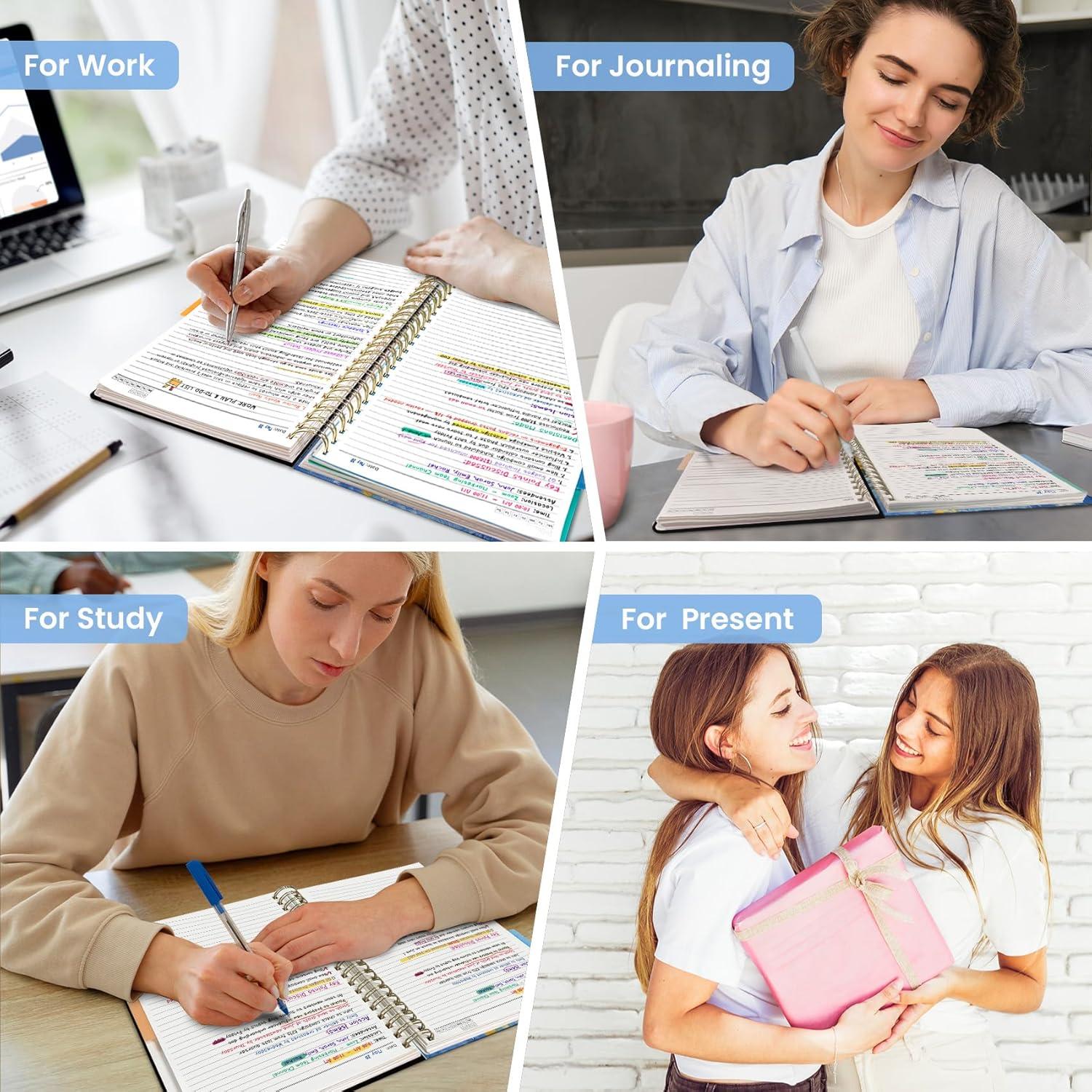 image:imageLarge Spiral Notebook with Dividers amp Tabs 85 x 11 Hardcover 5 Subject Notebook for Work 280 pages College Ruled Cute Journal for Women Perfect for Study amp Office Note Taking GardenQMidnight Stroll