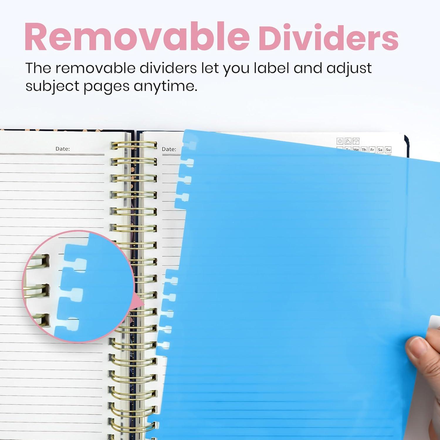image:imageLarge Spiral Notebook with Dividers amp Tabs 85 x 11 Hardcover 5 Subject Notebook for Work 280 pages College Ruled Cute Journal for Women Perfect for Study amp Office Note Taking GardenONocturne Garden