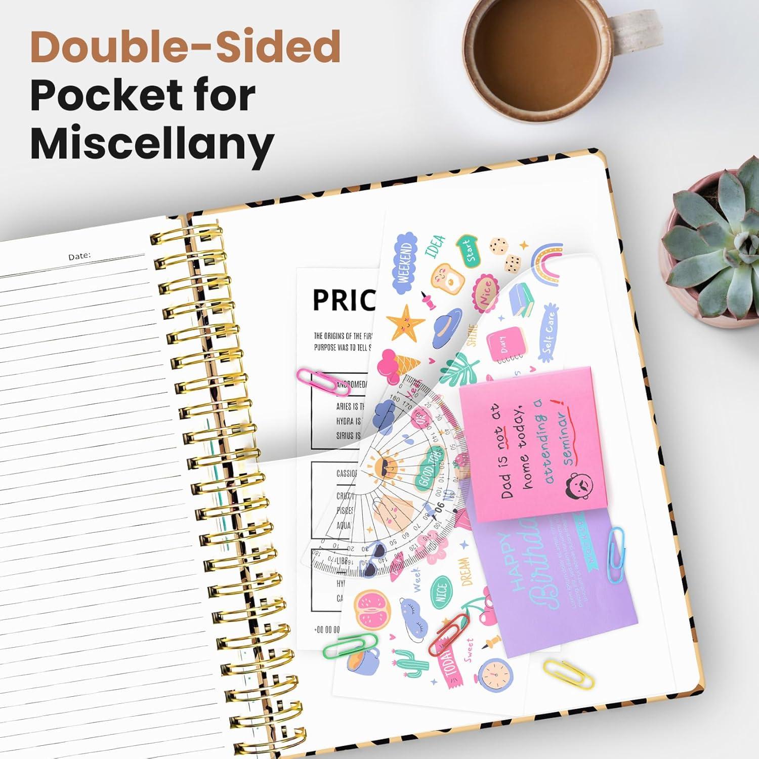 image:imageLarge Spiral Notebook with Dividers amp Tabs 85 x 11 Hardcover 5 Subject Notebook for Work 280 pages College Ruled Cute Journal for Women Perfect for Study amp Office Note Taking GardenRLeopard