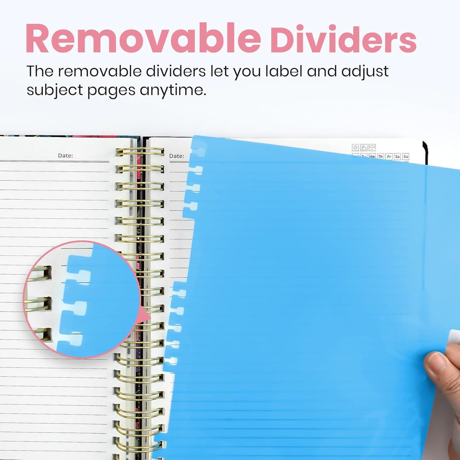 image:imageLarge Spiral Notebook with Dividers amp Tabs 85 x 11 Hardcover 5 Subject Notebook for Work 280 pages College Ruled Cute Journal for Women Perfect for Study amp Office Note Taking GardenIHummingbird