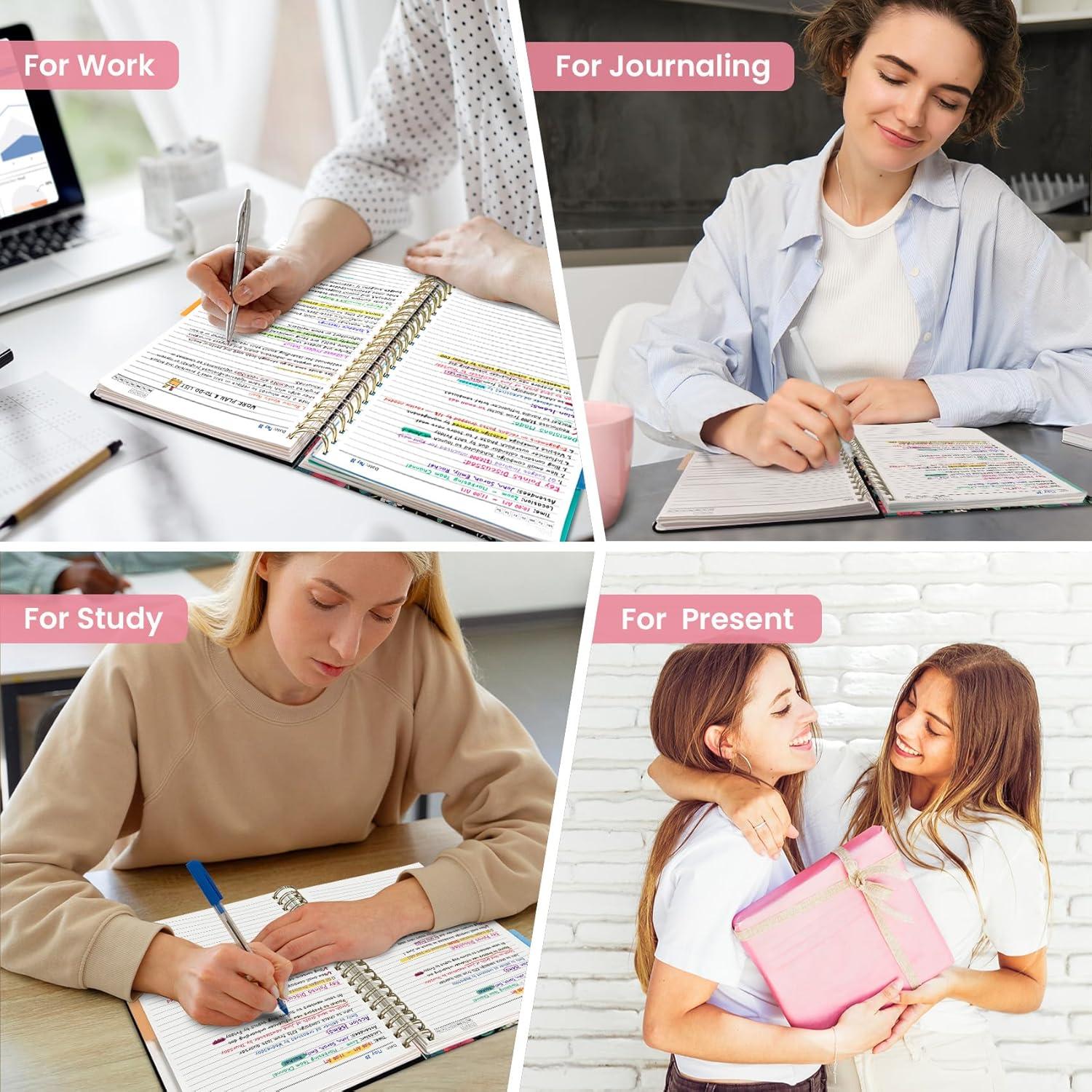 image:imageLarge Spiral Notebook with Dividers amp Tabs 85 x 11 Hardcover 5 Subject Notebook for Work 280 pages College Ruled Cute Journal for Women Perfect for Study amp Office Note Taking GardenIHummingbird