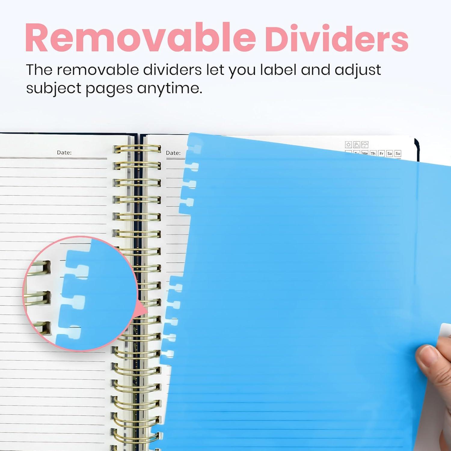 image:imageLarge Spiral Notebook with Dividers amp Tabs 85 x 11 Hardcover 5 Subject Notebook for Work 280 pages College Ruled Cute Journal for Women Perfect for Study amp Office Note Taking GardenIHumming Glow