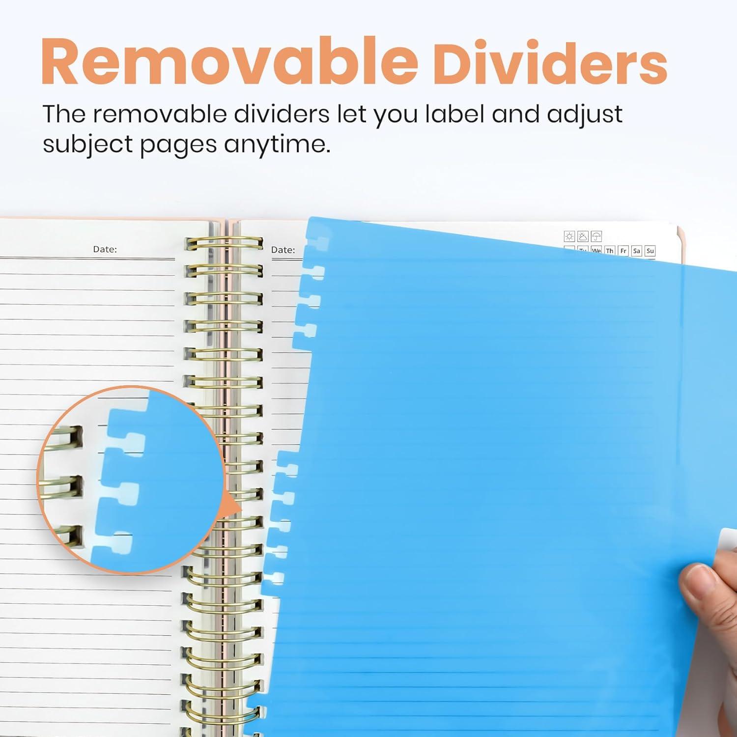 image:imageLarge Spiral Notebook with Dividers amp Tabs 85 x 11 Hardcover 5 Subject Notebook for Work 280 pages College Ruled Cute Journal for Women Perfect for Study amp Office Note Taking GardenVLoyal Friends